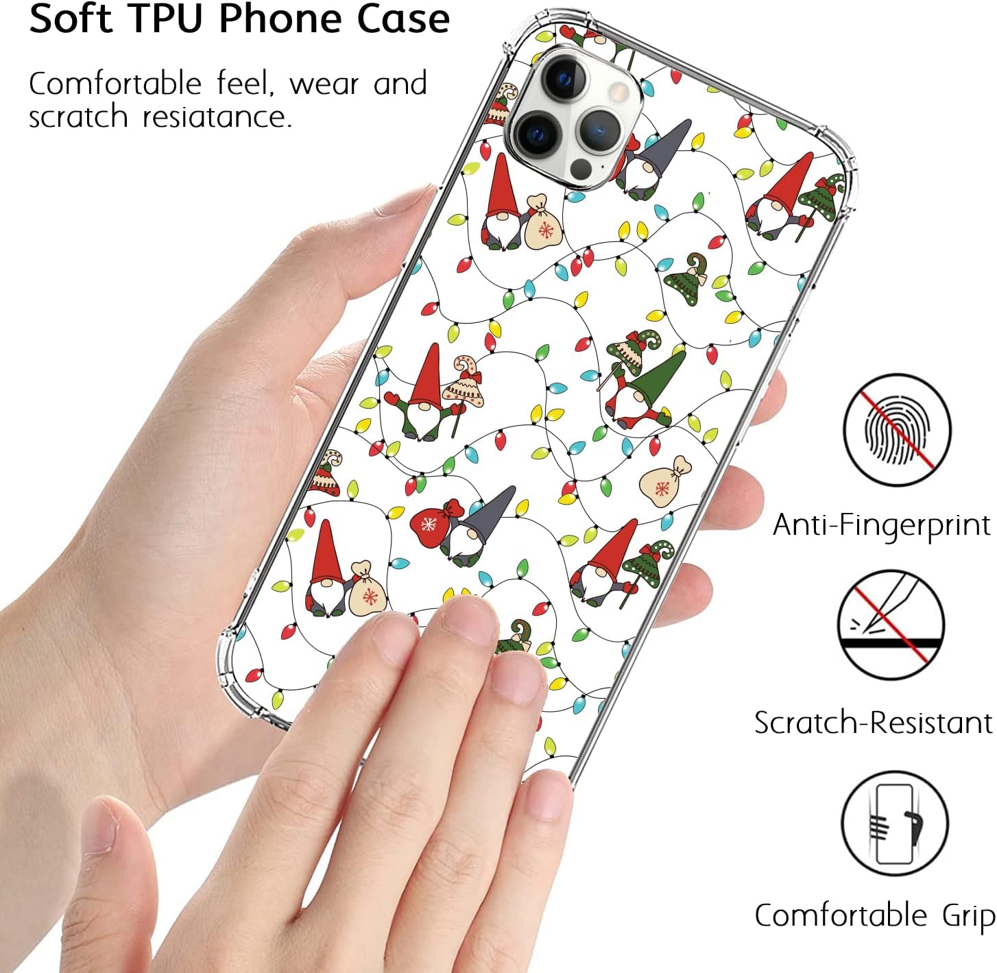 Funda de Navidad para iPhone 13 Pro Max, divertidos gnomos de Navidad, árboles de Navidad, regalos de calcetín de Navidad para niñas, mujeres y