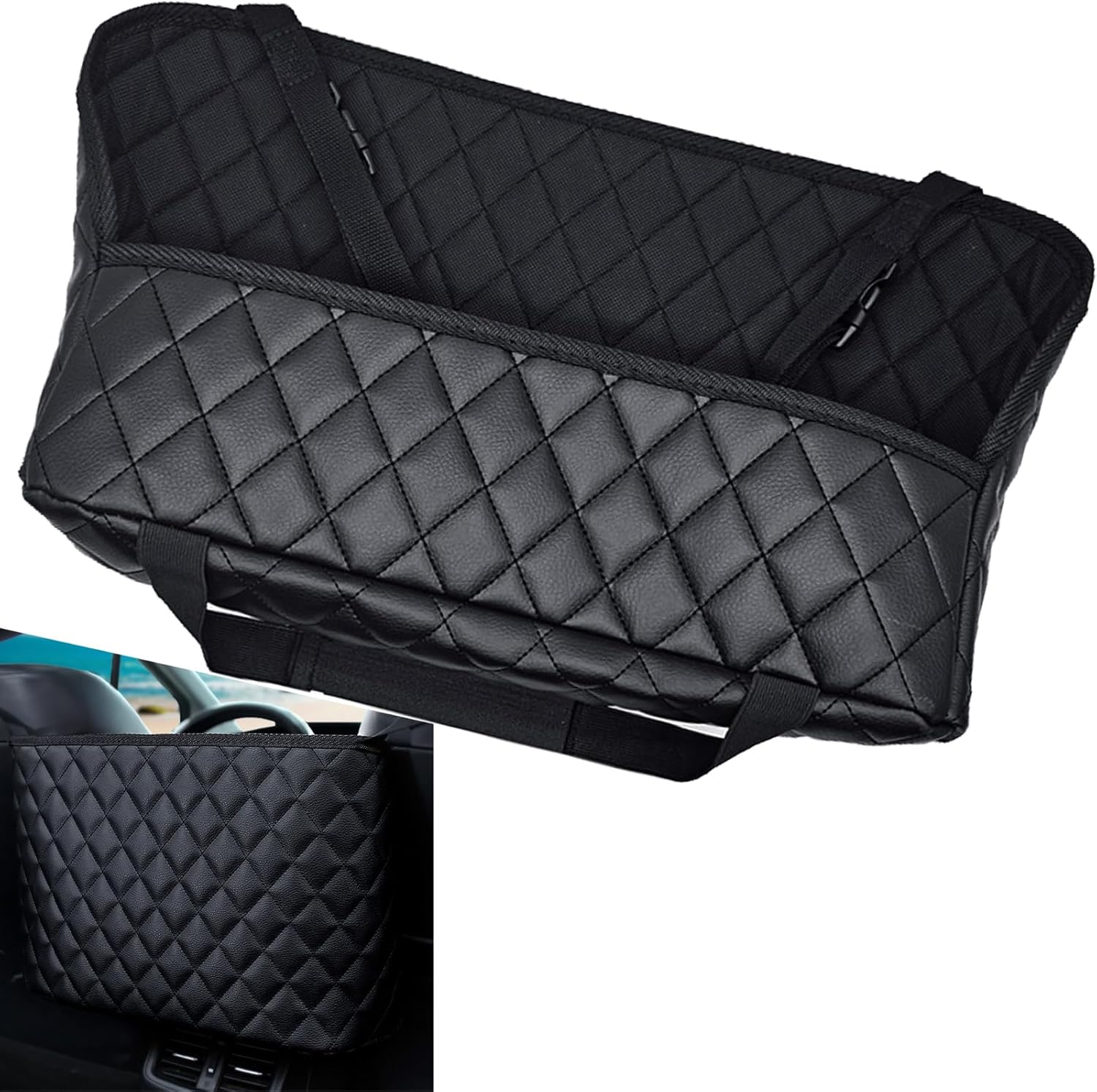 1 soporte para bolso de mano de piel sintética para automóvil, soporte para bolso entre asientos, organizador de automóvil para asiento delantero,