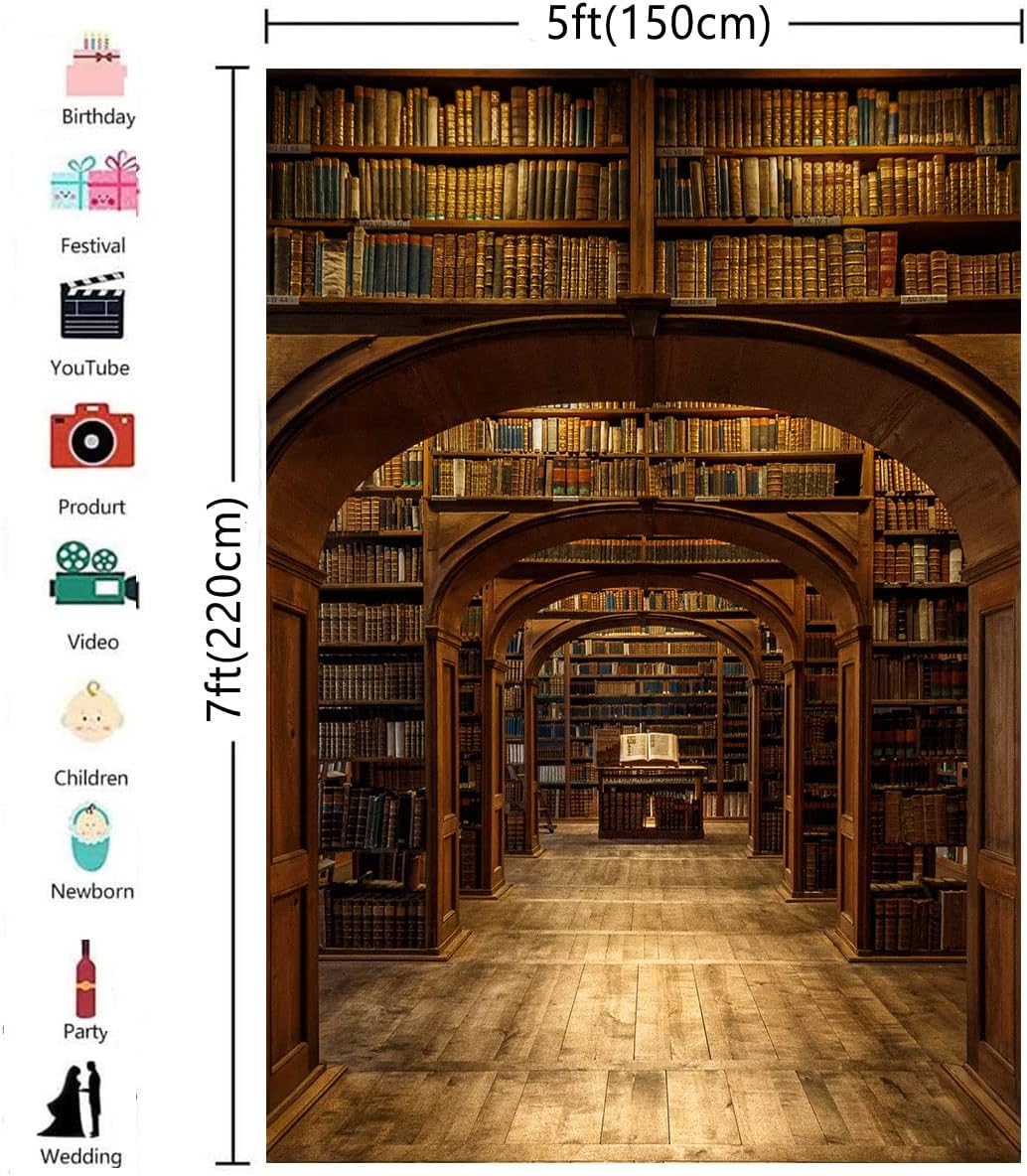 Fondo escolar de mago de 5 x 7 pies para fotografía de biblioteca mágica para retratos, estudio fotográfico, fondo