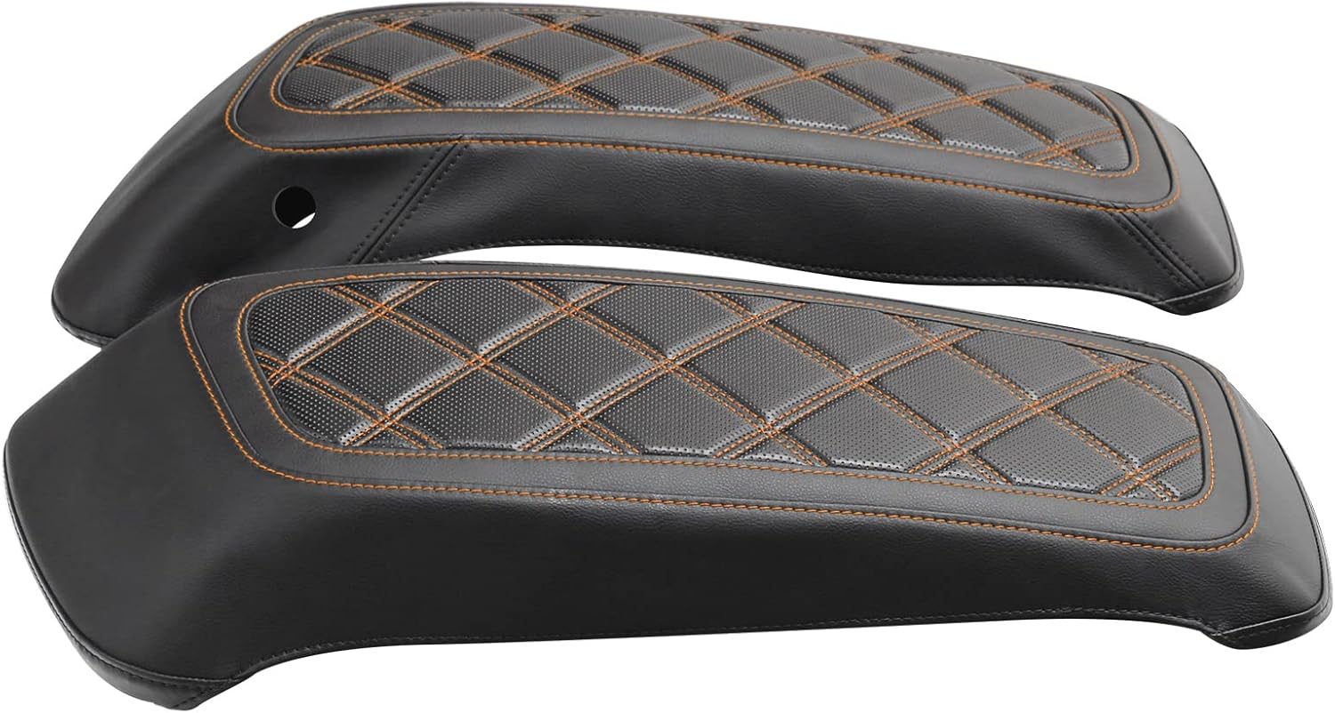 Fundas para tapa de alforja de motocicleta, color marrón, con costuras de diamante, para Harley Touring Modelos Road King Street Glide Road Glide