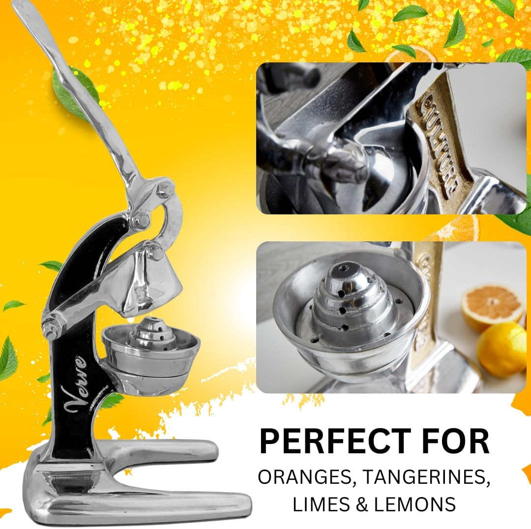 Verve CULTURE – Exprimidor manual manual de aluminio fundido hecho a mano de grado profesional para bebidas frescas de la mañana, cócteles, o