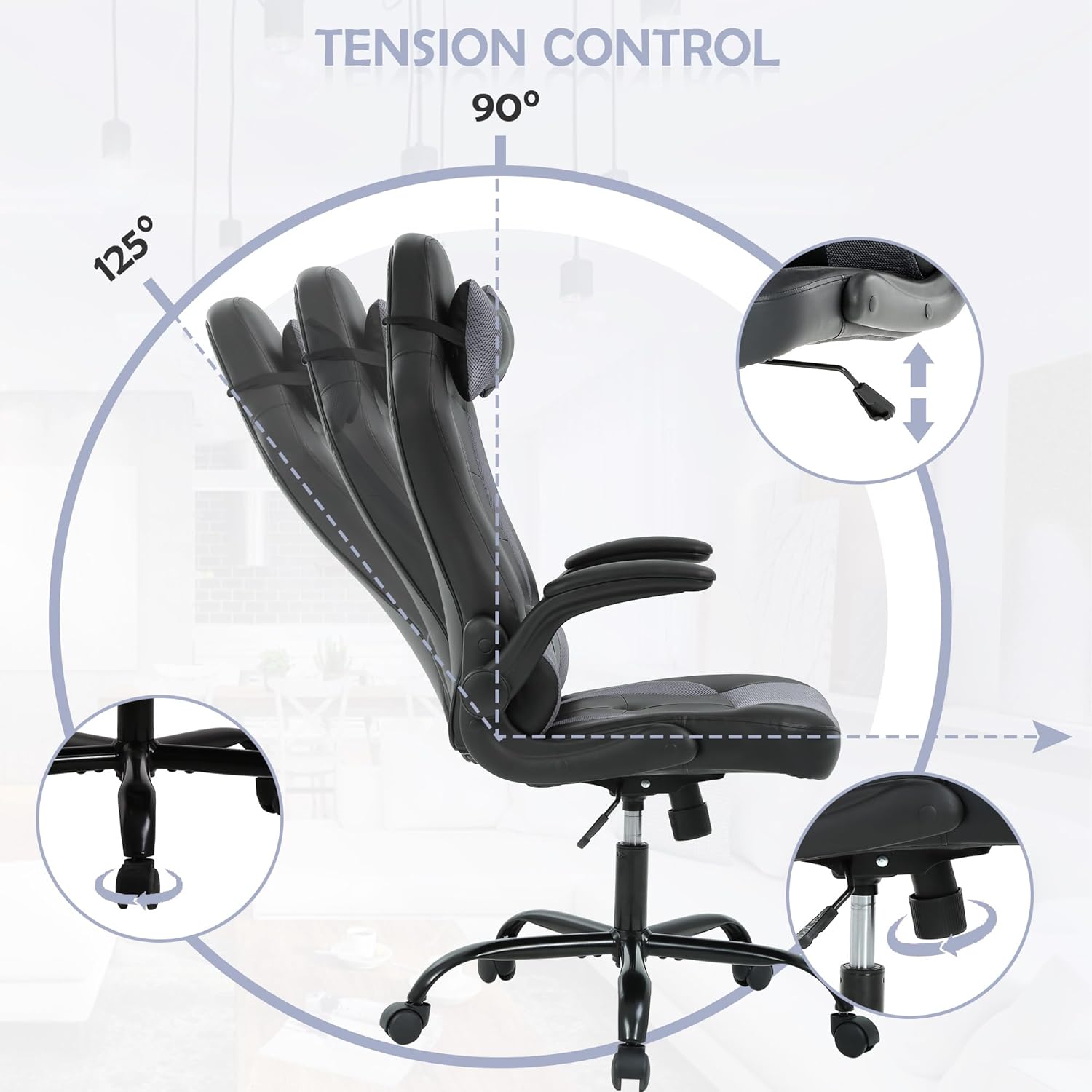Silla de juegos barata para computadora, silla ergonómica de videojuegos de piel sintética, respaldo alto, silla giratoria de escritorio de oficina
