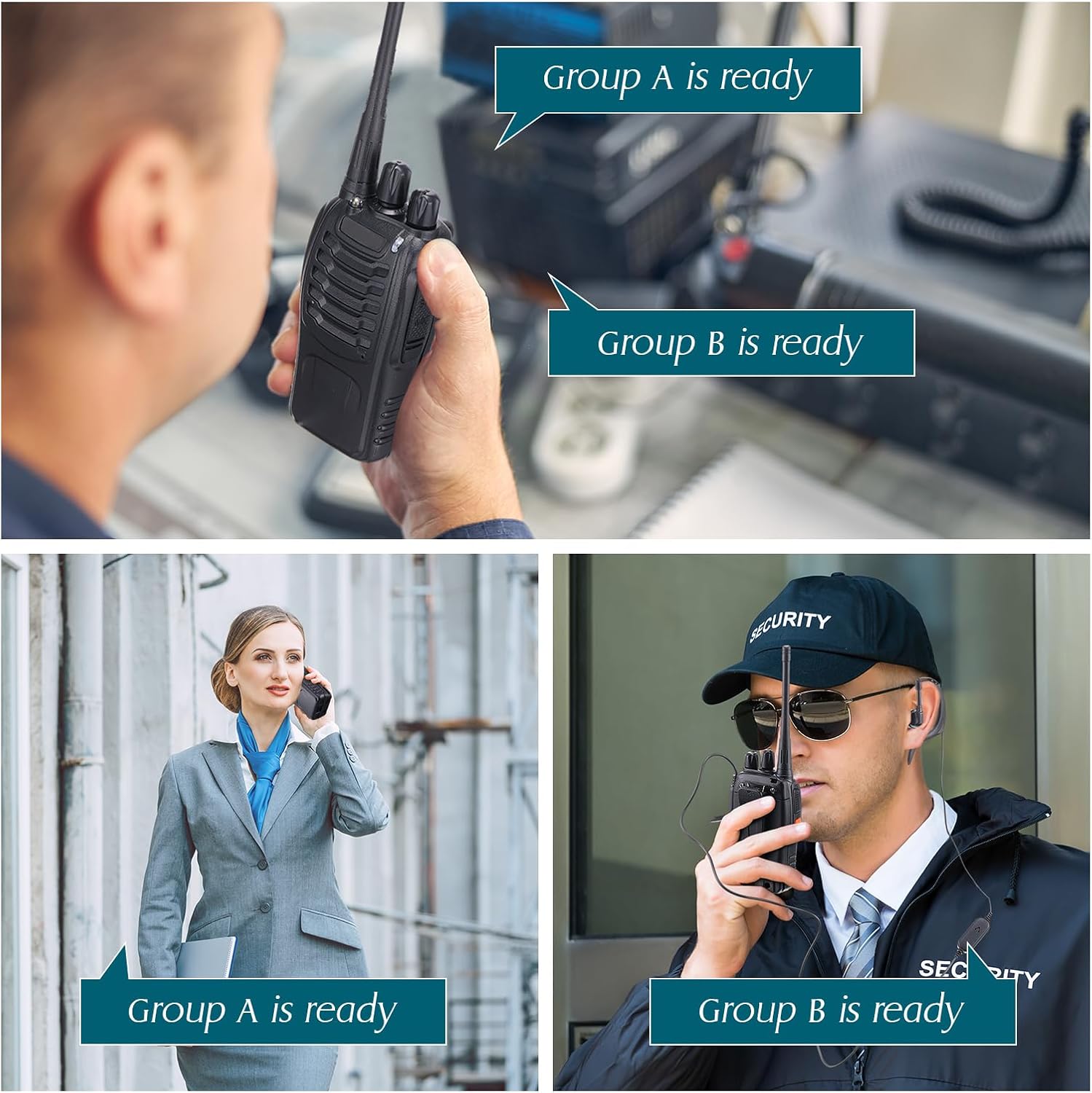 24 piezas Walkie Talkies a granel 2 vías Radio Set con auricular Walkie Talkies para adultos Walkie Talkies con base de cargador, batería, antena