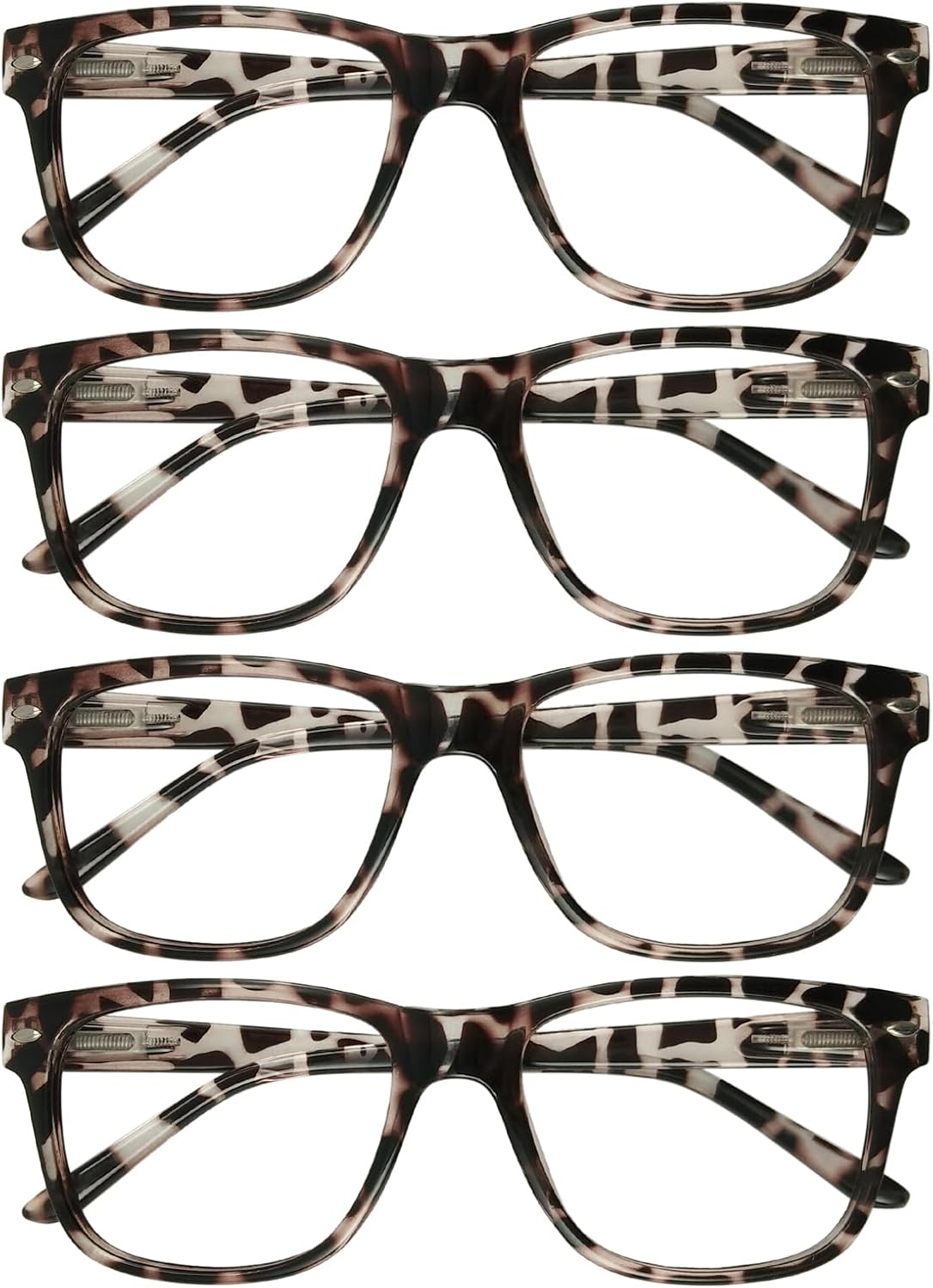 4 Pack Reading Glasses with Spring Hinges, Rectangle Readers for Women Men 1.0 1.25 1.5 1.75 2.0 to 4.0
