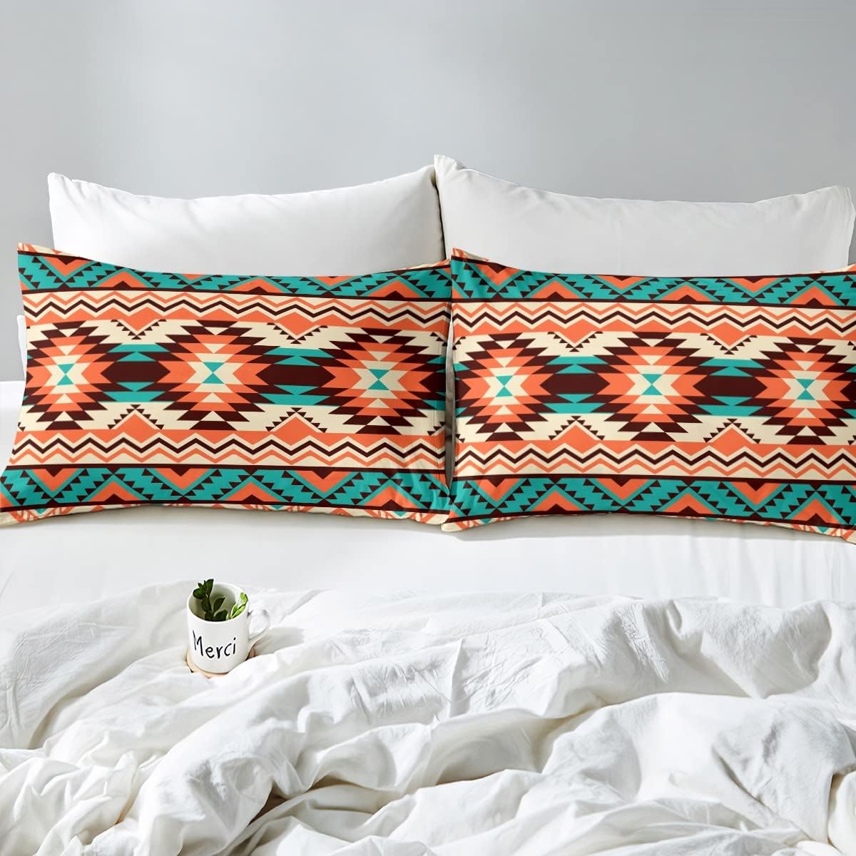 Juego de ropa de cama occidental, funda de edredón azteca bohemia, vaquera, vaquera, nativo del suroeste, funda de edredón para niños y niñas,