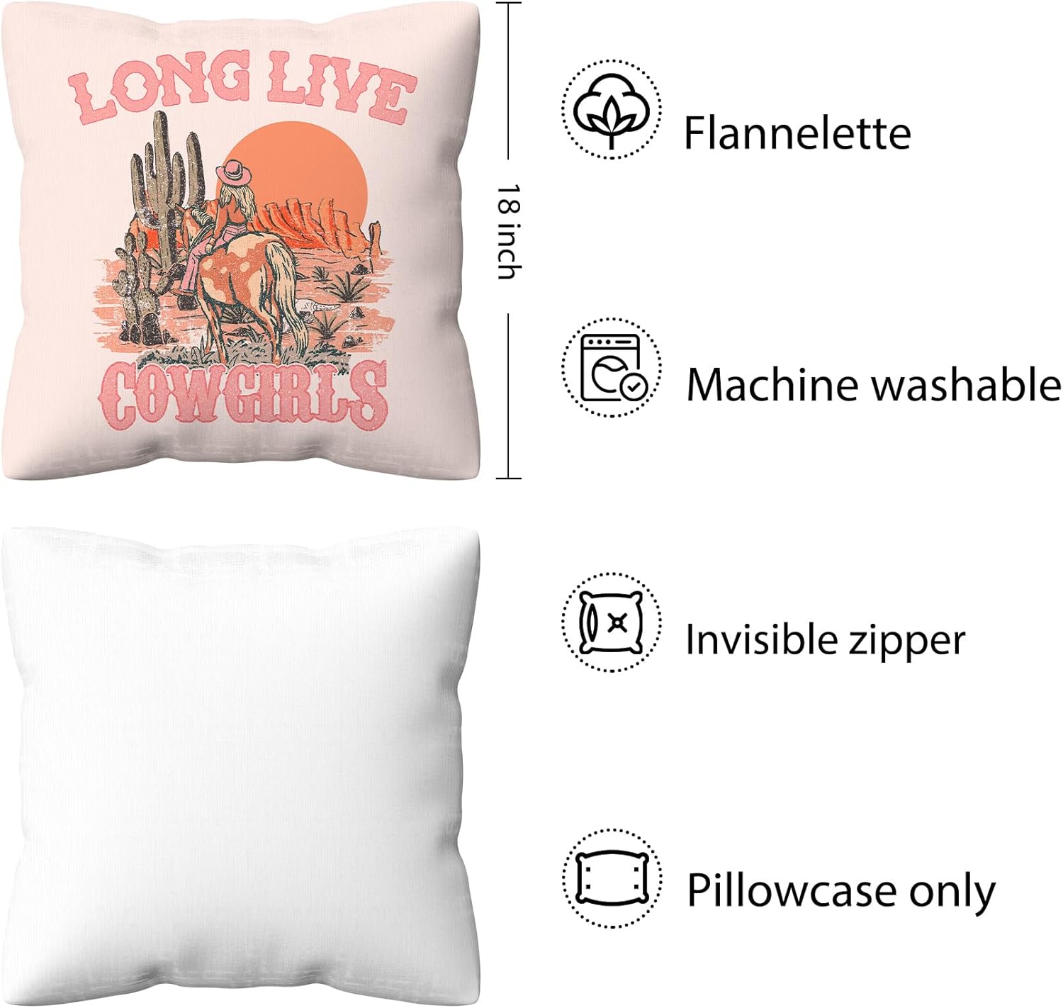 kdqua Fundas de almohada de vaquera occidental, fundas de almohada decorativas de vaquera de 18 x 18 pulgadas, decoración occidental para