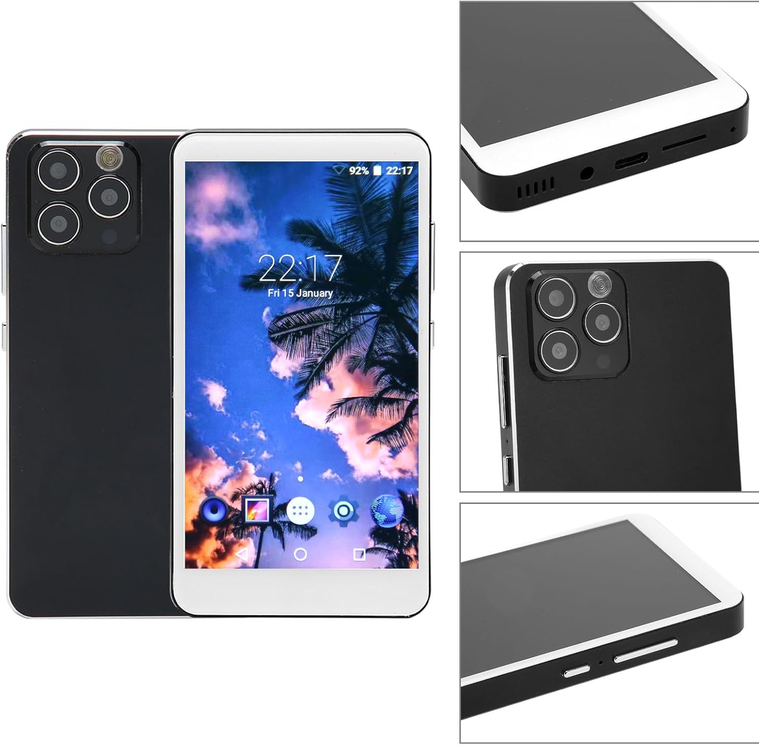 Reproductor de MP4 Pantalla táctil HD de 5 pulgadas HiFi Reducción de ruido Reproductor de música WiFi portátil con cámara para Android (negro)