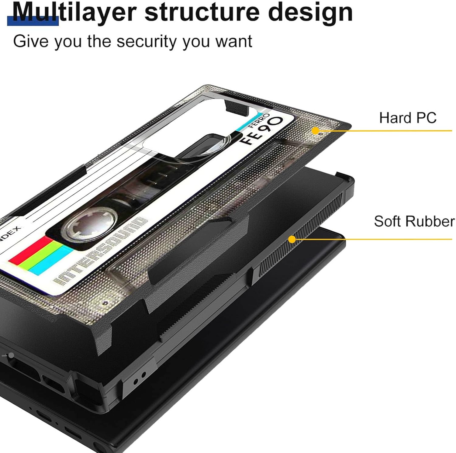 Funda para Galaxy S23 Ultra, funda protectora híbrida de doble capa resistente a prueba de golpes de policarbonato duro de silicona suave TPU para