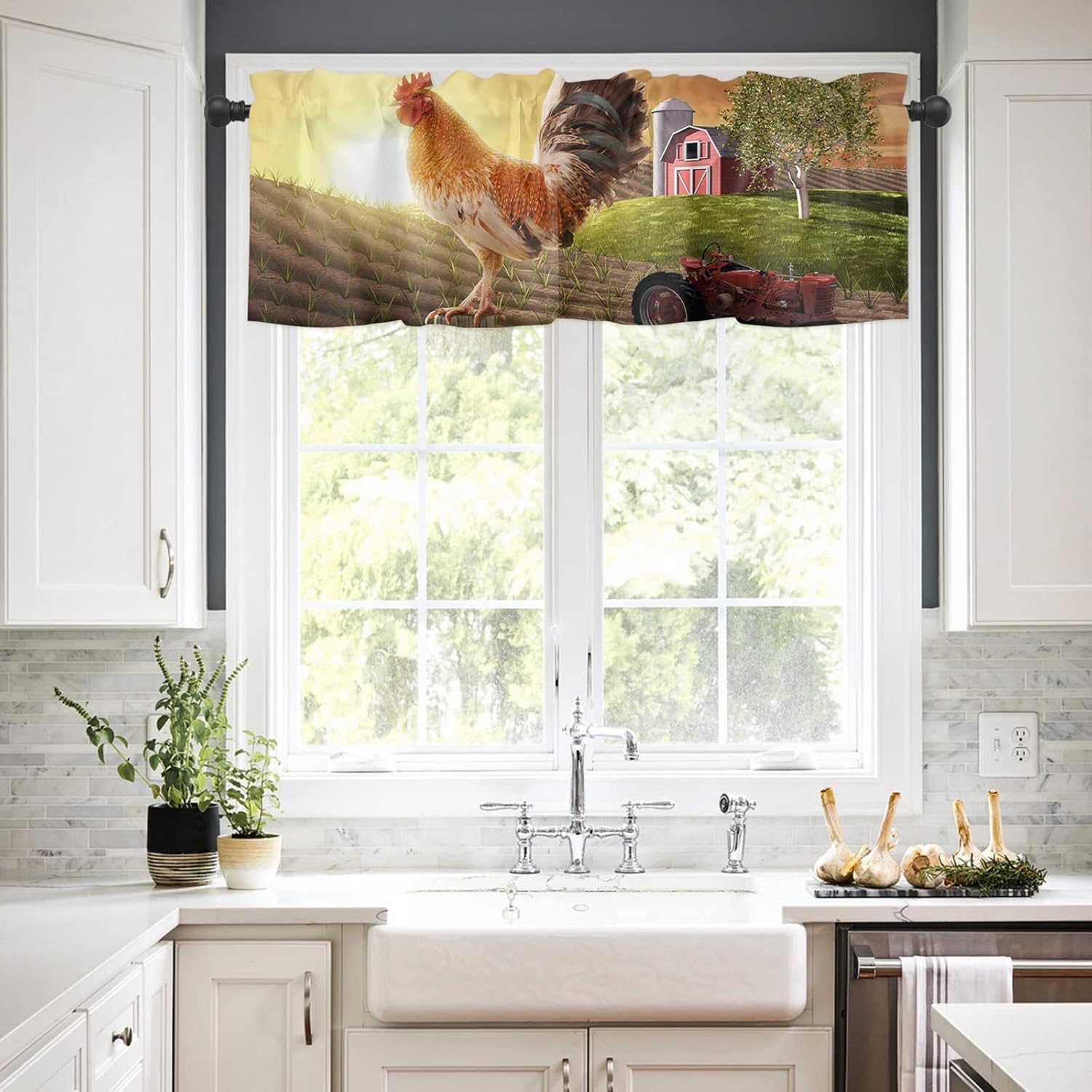Artwork Store Curtain Valance for Window Kitchen Decor, Farmhouse 54″ x 18″ Window Treatment Curtains Topper Rod Pocket Valances for Living Room