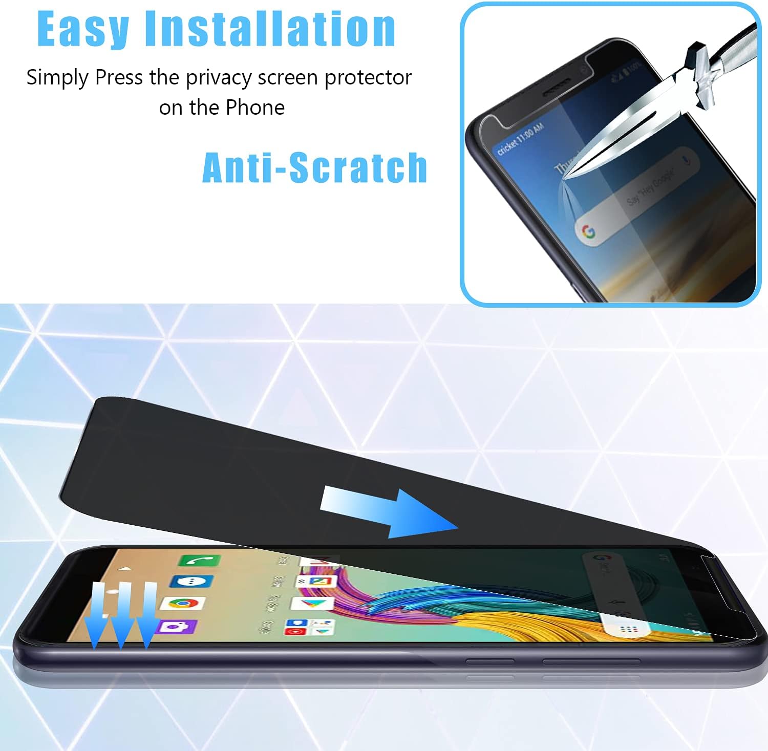 Anbzsign – Protector de pantalla de privacidad para AT&T Fusion Z (V340U)  AT&T Motivate (V341U), vidrio templado de dureza 9H antiespía