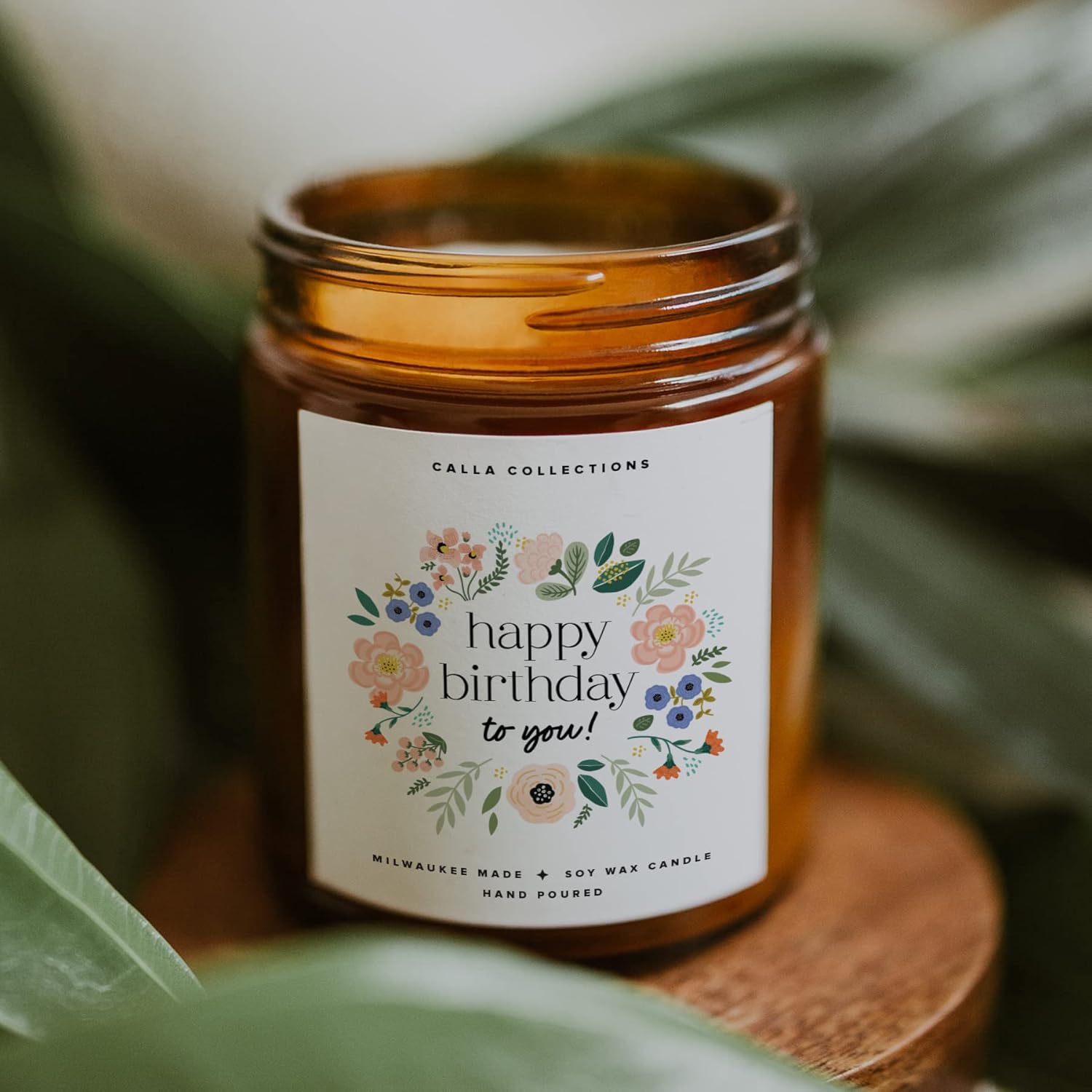 Vela de feliz cumpleaños para mujer, vela floral para amigas únicas, mamá, hija, decoración de cumpleaños, aroma a lavanda hecho a mano, 100% cera
