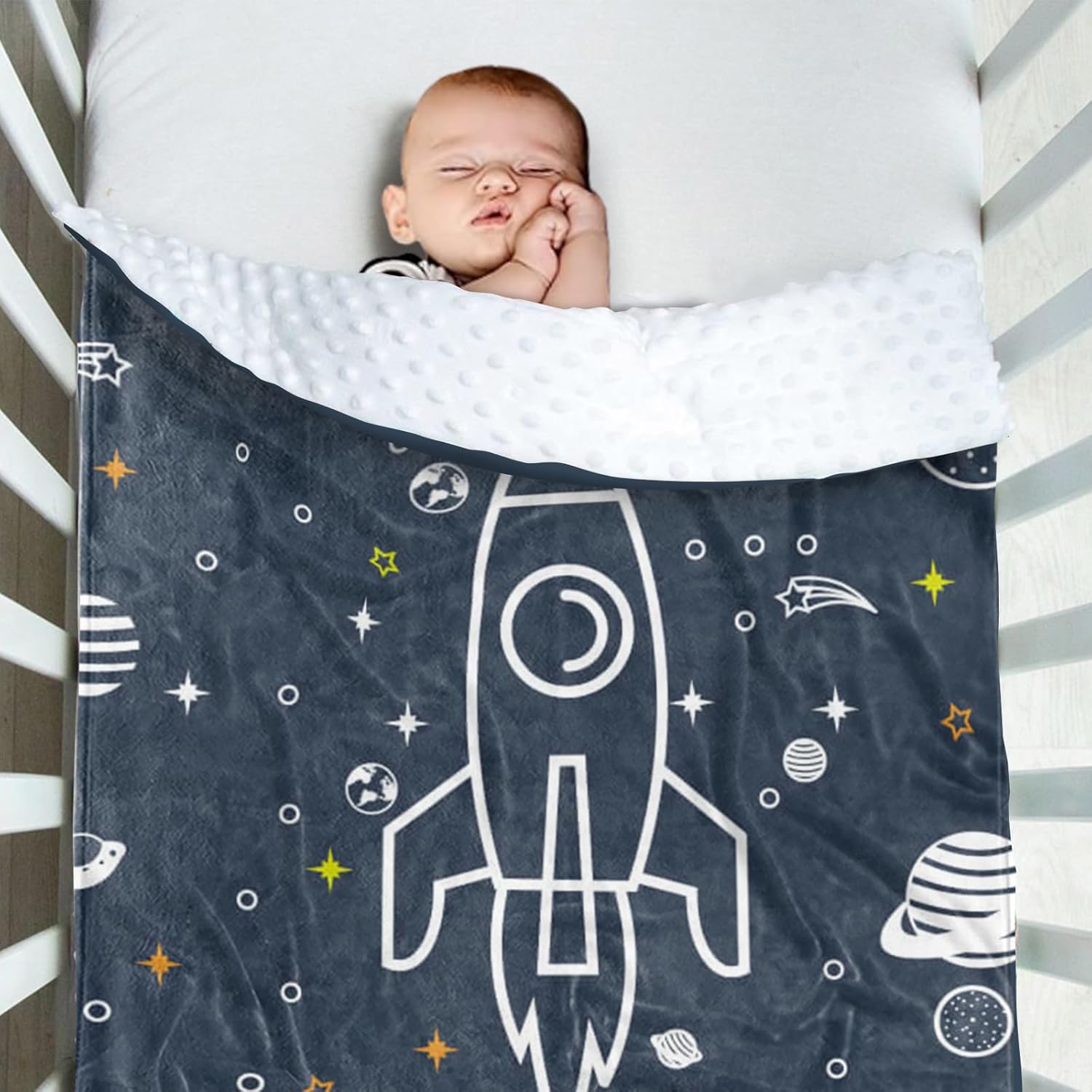 Manta de bebé personalizada para niños, manta de bebé personalizada con nombre, franela suave con respaldo de puntos de doble capa, manta de