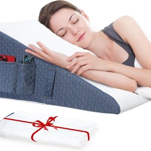 Almohada de cuña de 12 pulgadas con fundas extra reemplazables para mejorar el sueño después de la cirugía, almohada triangular de cuña Gerd Almohada de cuña de 12 pulgadas con fundas extra reemplazables para mejorar el sueño después de la cirugía, almohada triangular de cuña Gerd