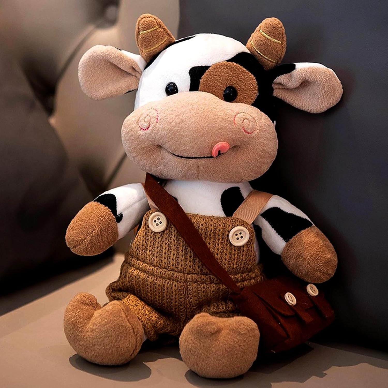 Juguete de peluche de ganado vaca, almohada de leche grande de 12 pulgadas, peluche suave de ganado, almohada de abrazo de vaca, muñeca de animales