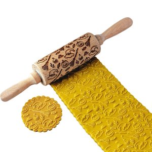 Rodillo en relieve de Halloween para galletas, rodillos de madera, diseños espeluznantes para hornear de Halloween, rodillos de madera en relieve (C) Rodillo en relieve de Halloween para galletas, rodillos de madera, diseños espeluznantes para hornear de Halloween, rodillos de madera en relieve (C)