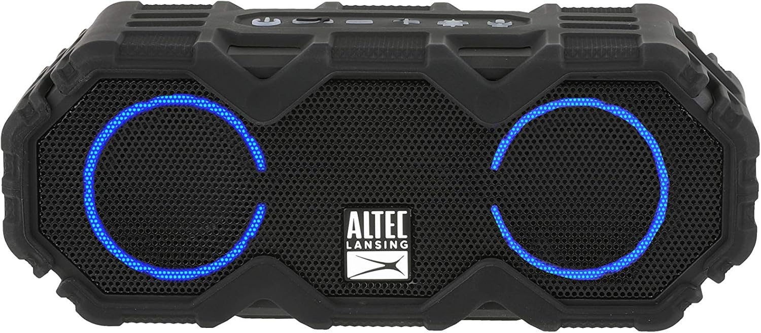 Altec Lansing LifeJacket Mini – Altavoz Bluetooth impermeable con luces, altavoz inalámbrico portátil para piscina, playa, senderismo, deportes,