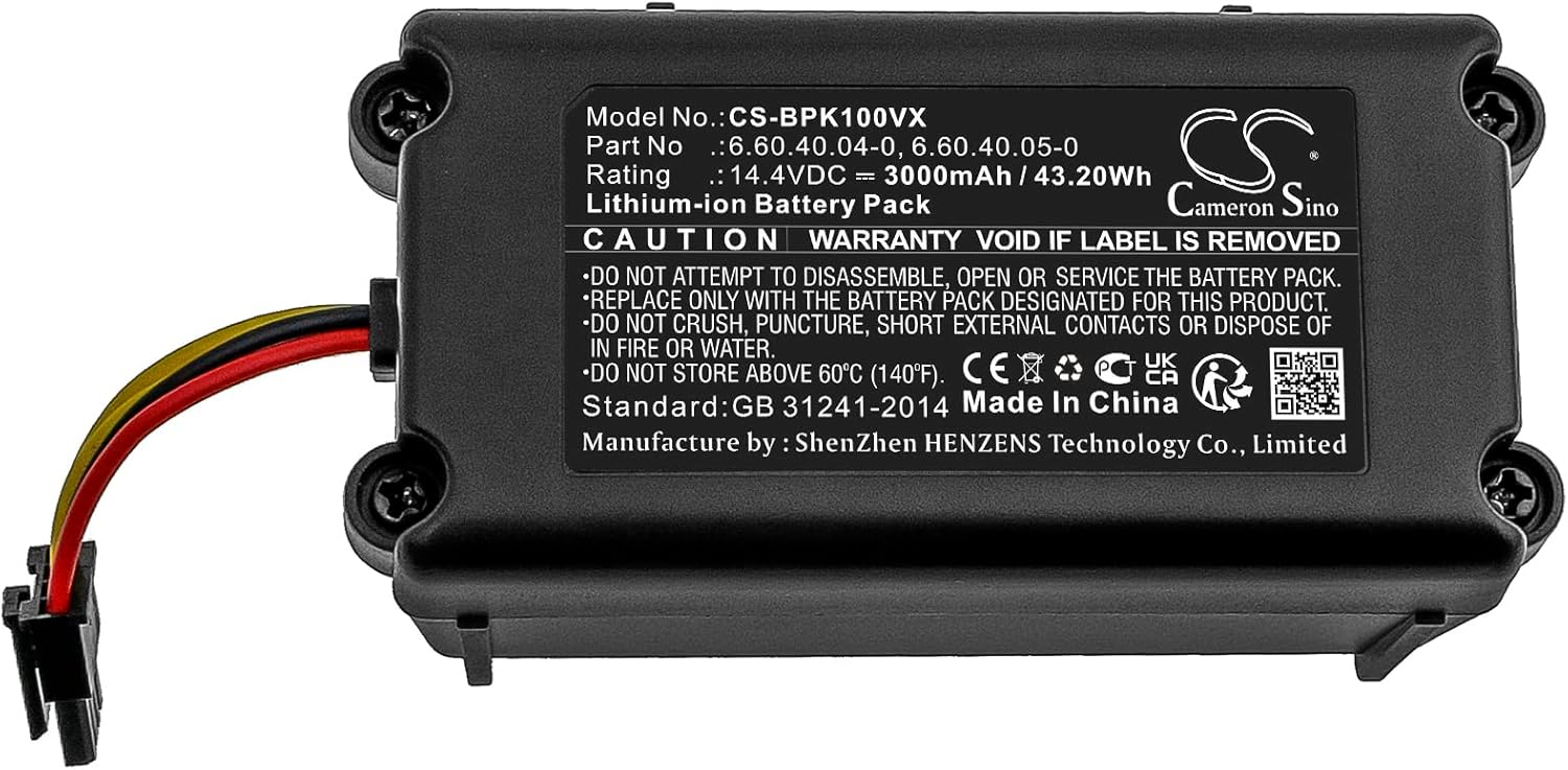 FITHOOD Reemplazo de batería para BPK-VCBB1XS XPOWER+ BPK-VCBB1XE BPK-VCBB1XPW+ XSMART XEASY 6.60.40.04-0 6.60.40.05-0 (3000mAh14.4V)
