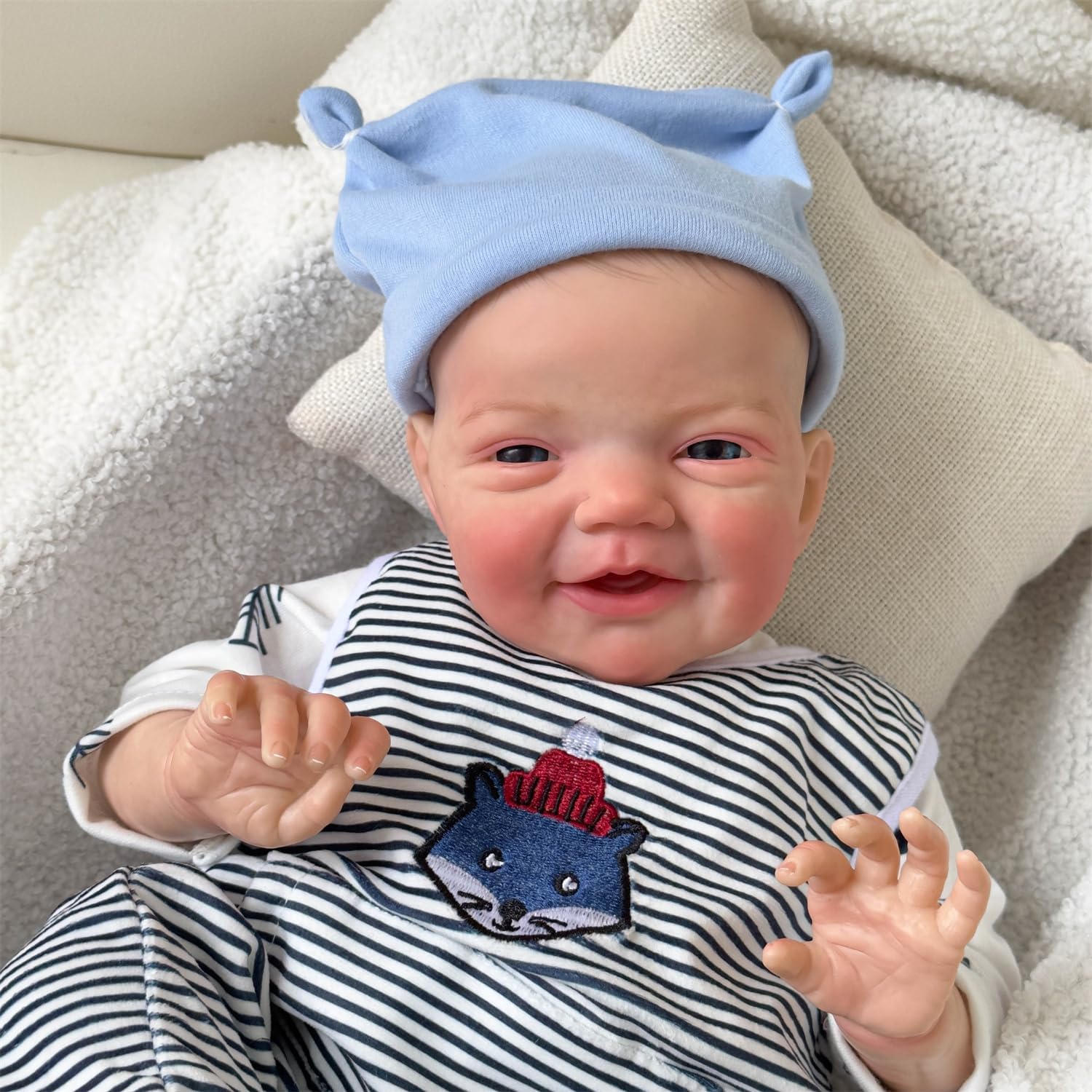 iCradle Muñecas de bebé Reborn de 20 pulgadas realistas recién nacidos, muñecas de bebé sonrientes con cuerpo suave realista, extremidades de