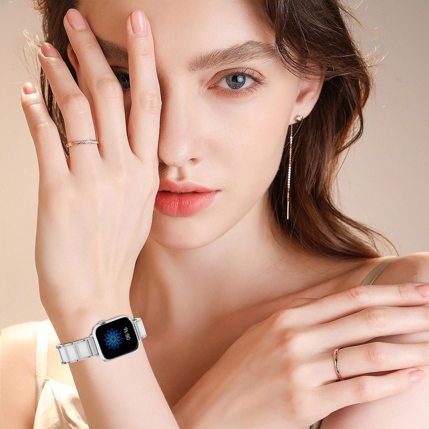 Correa de metal compatible con Apple Watch de 1.496 in 1.575 in 1.614 in 1.654 in 1.732 in 1.772 in 1.929 in, pulsera de jade con incrustaciones de