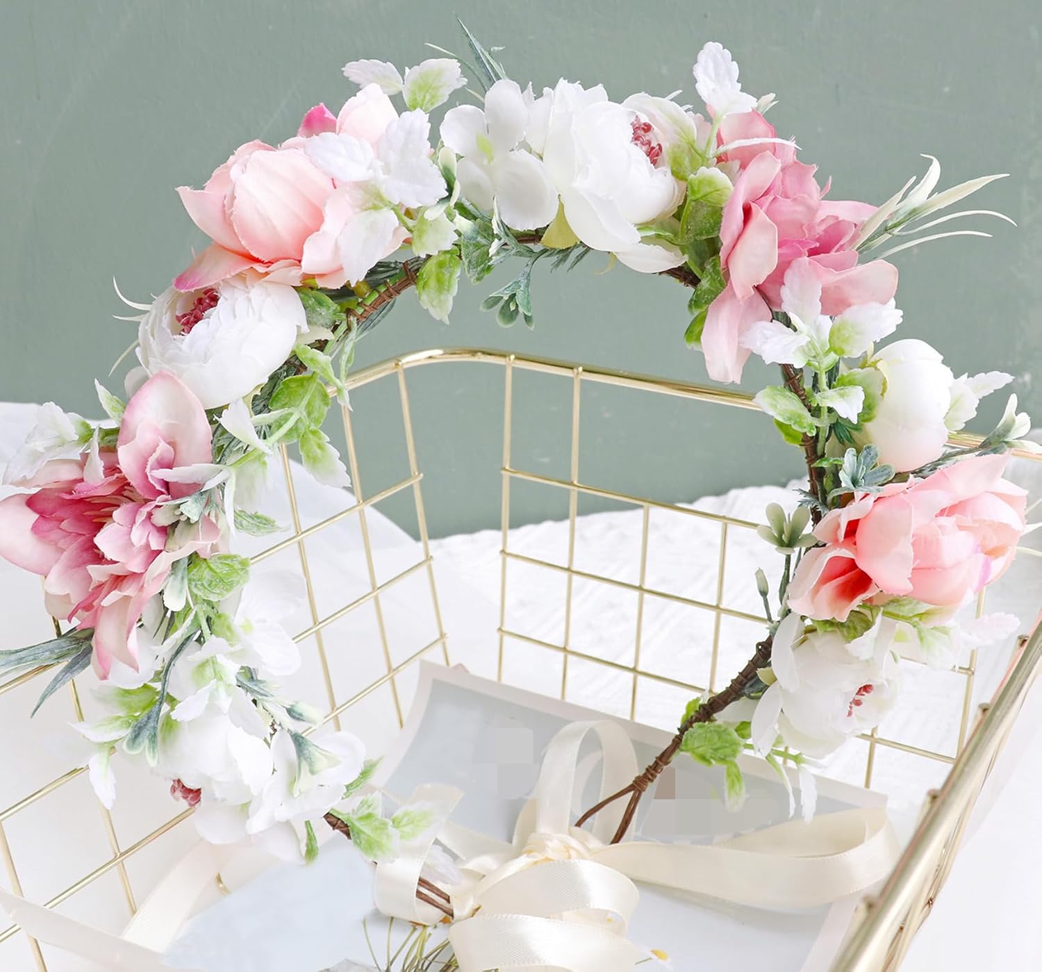 Vivivalue Corona de flores nupciales guirnalda diadema floral diadema halo boda fiesta fotos