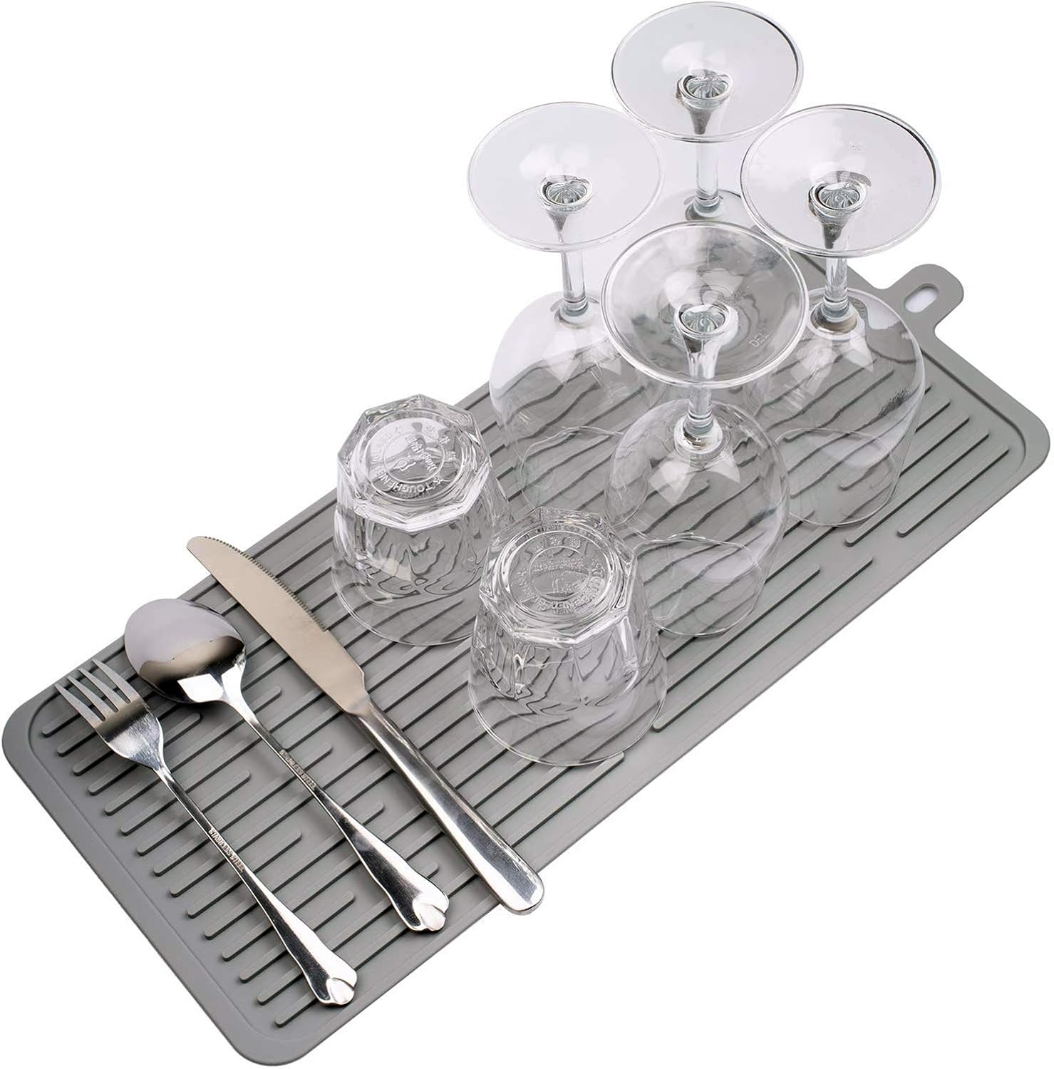 Tapete de silicona para secar platos, funciona para secar copas de cóctel, ollas, sartenes, cuchillos y escurridor para cocina, encimera, fregadero,