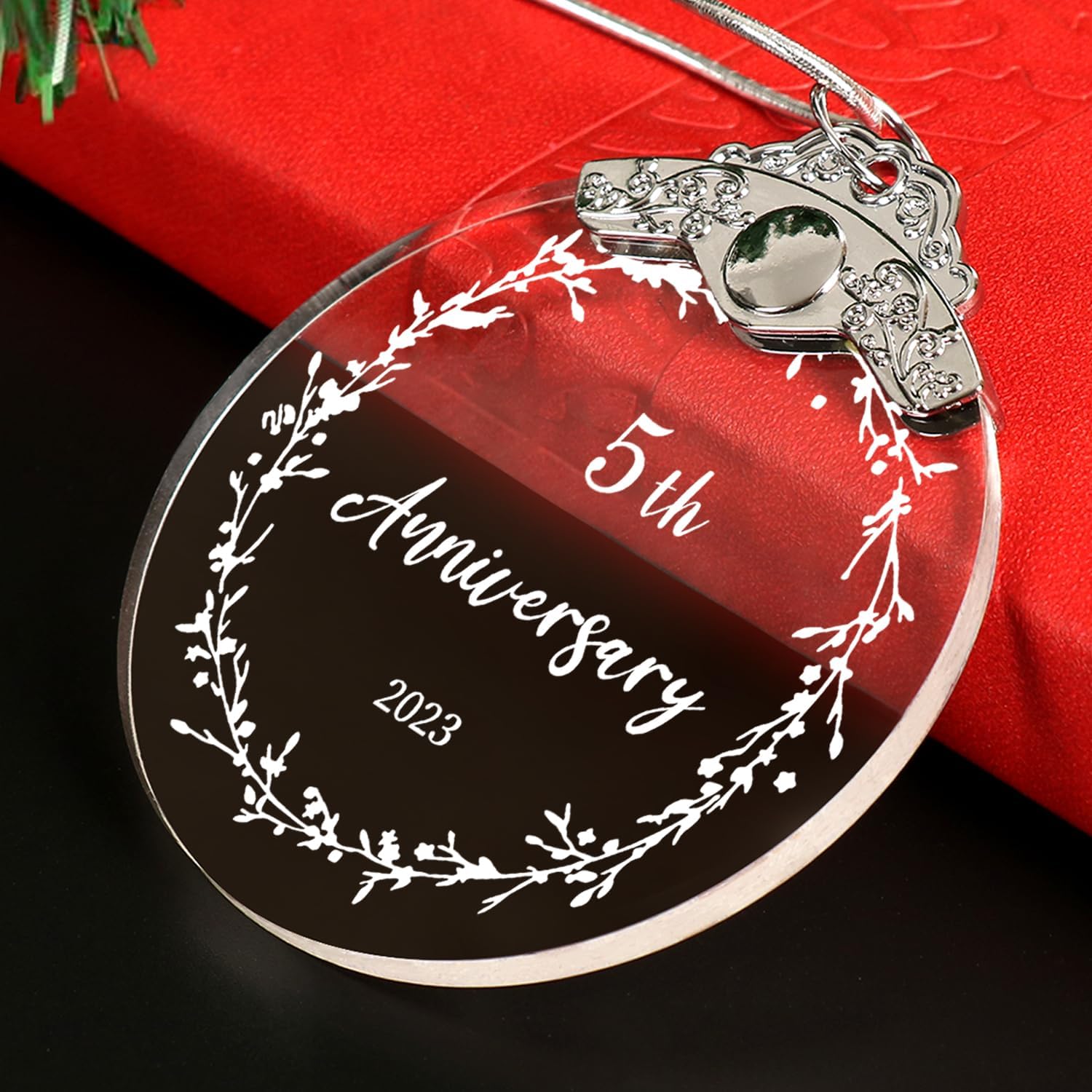 Adorno de Navidad de 5 para pareja, 5 años como señor y señora 2023, regalo de boda de 5 aniversario para padres, esposo, esposa