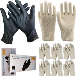 YIZUNNU 200 guantes desechables para barbacoa y 6 pares de forros de algodón lavables y reutilizables, guantes de nitrilo sin polvo y látex, para YIZUNNU 200 guantes desechables para barbacoa y 6 pares de forros de algodón lavables y reutilizables, guantes de nitrilo sin polvo y látex, para