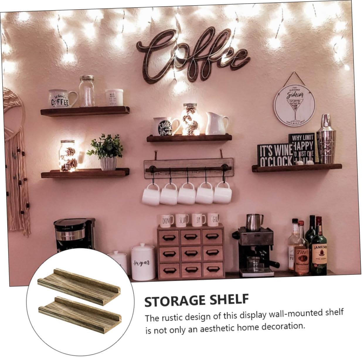 HOOTNEE Marco de pared de partición de una palabra, decoración de madera, estante de pared de madera, decoración de artículos para el hogar, estante