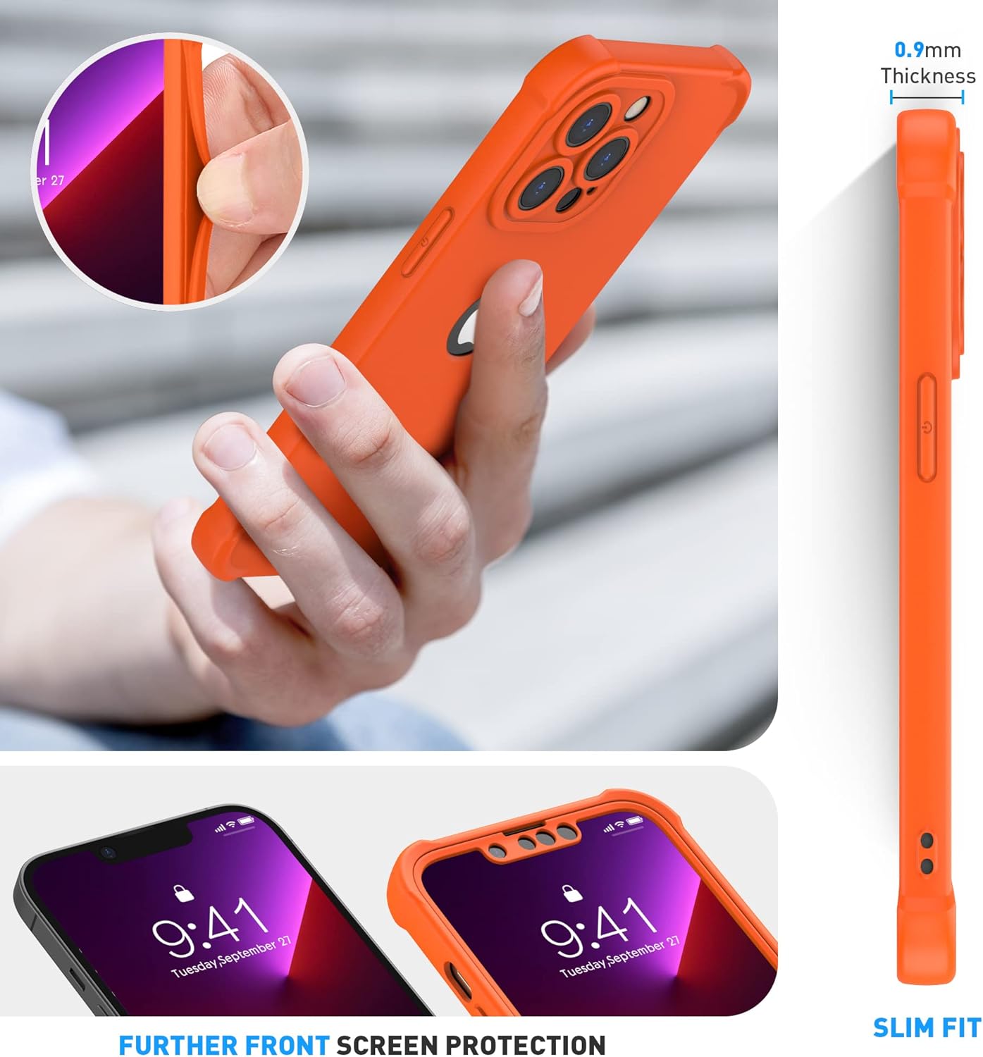 ORETECH Funda para iPhone 13 Pro Max, con 2 protectores de pantalla prueba de caídas de grado militar de 10 pies protección de cámara 360 a prueba