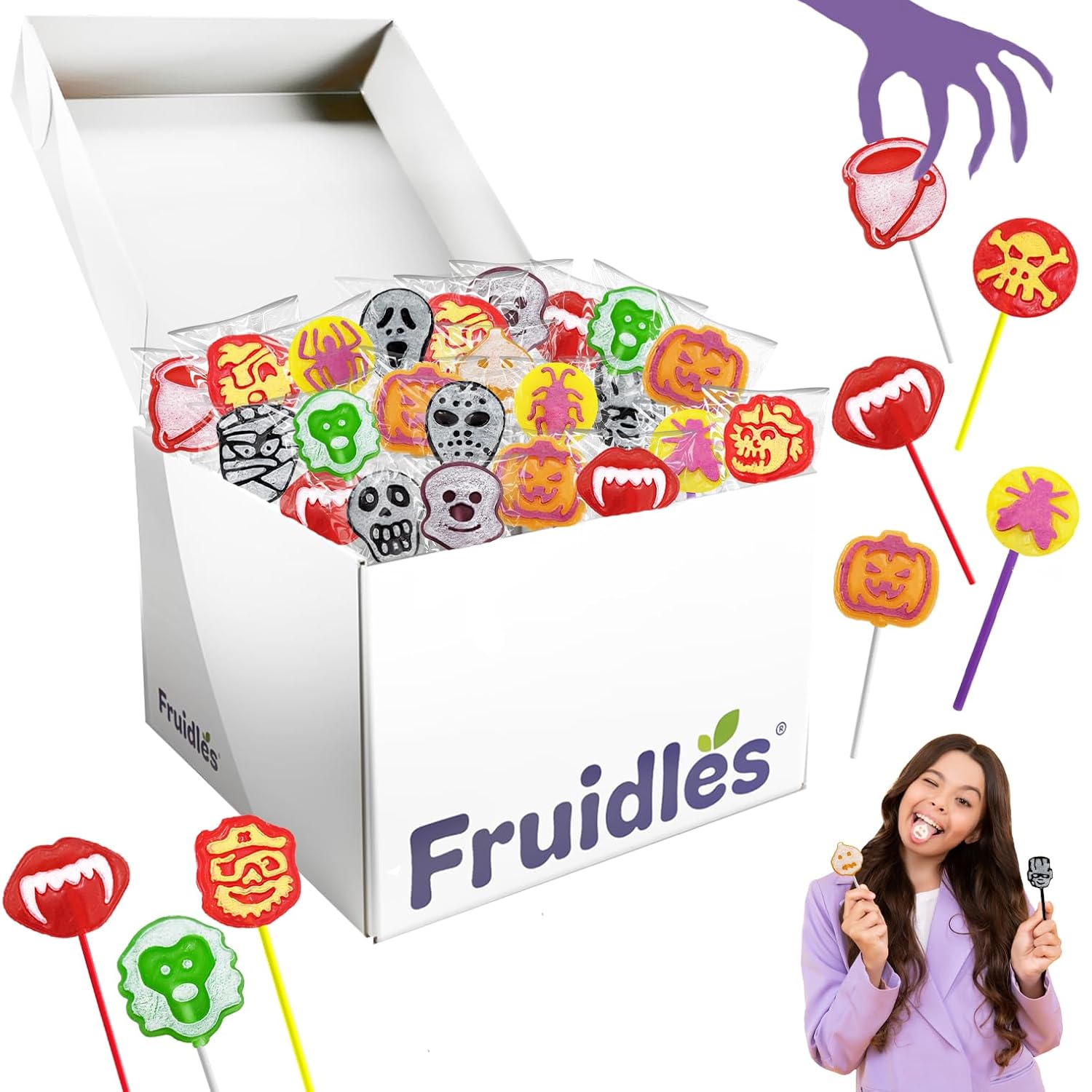Caramelos de paletas de tatuajes de Halloween, paquete variado, ideal para rellenos de bolsas de fiesta, envueltos individualmente (5 libras)