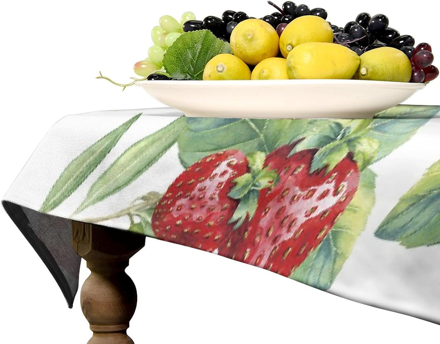 Manteles Negros Mantel rectangular de 60 x 120 pulgadas, estampado natural de frutas frescas, manteles lavables para mesas rectangulares, mantel