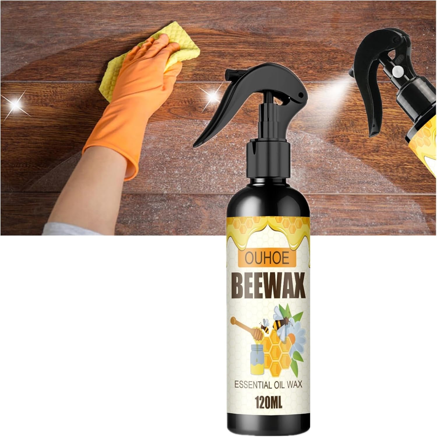 Pulidor de cera de abejas para muebles, espray de cera de abeja micromolecularizada natural, limpiador de madera y pulido para piso, mesa, silla,