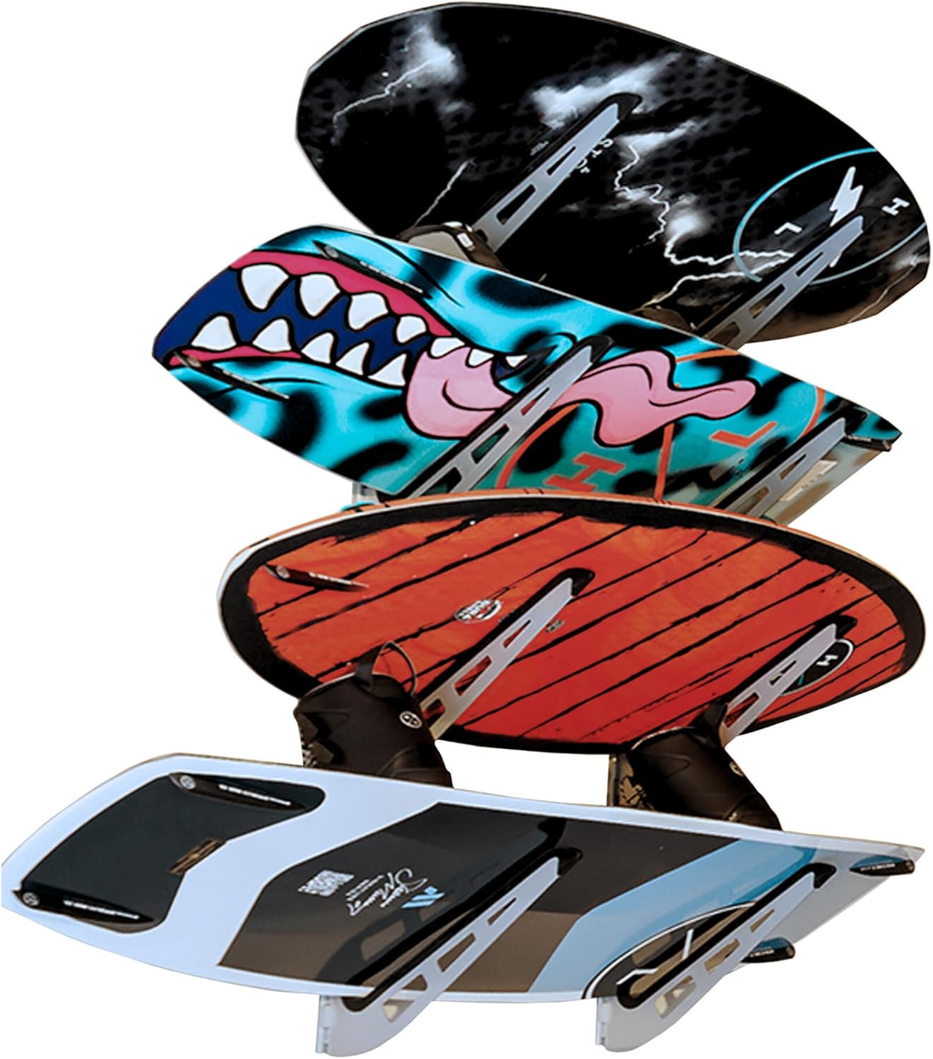 SteelChimp Wakeboard Rack de montaje en pared  Diseño de montaje de brazo pendiente de patente antideslizante  Estante de acero ajustable para
