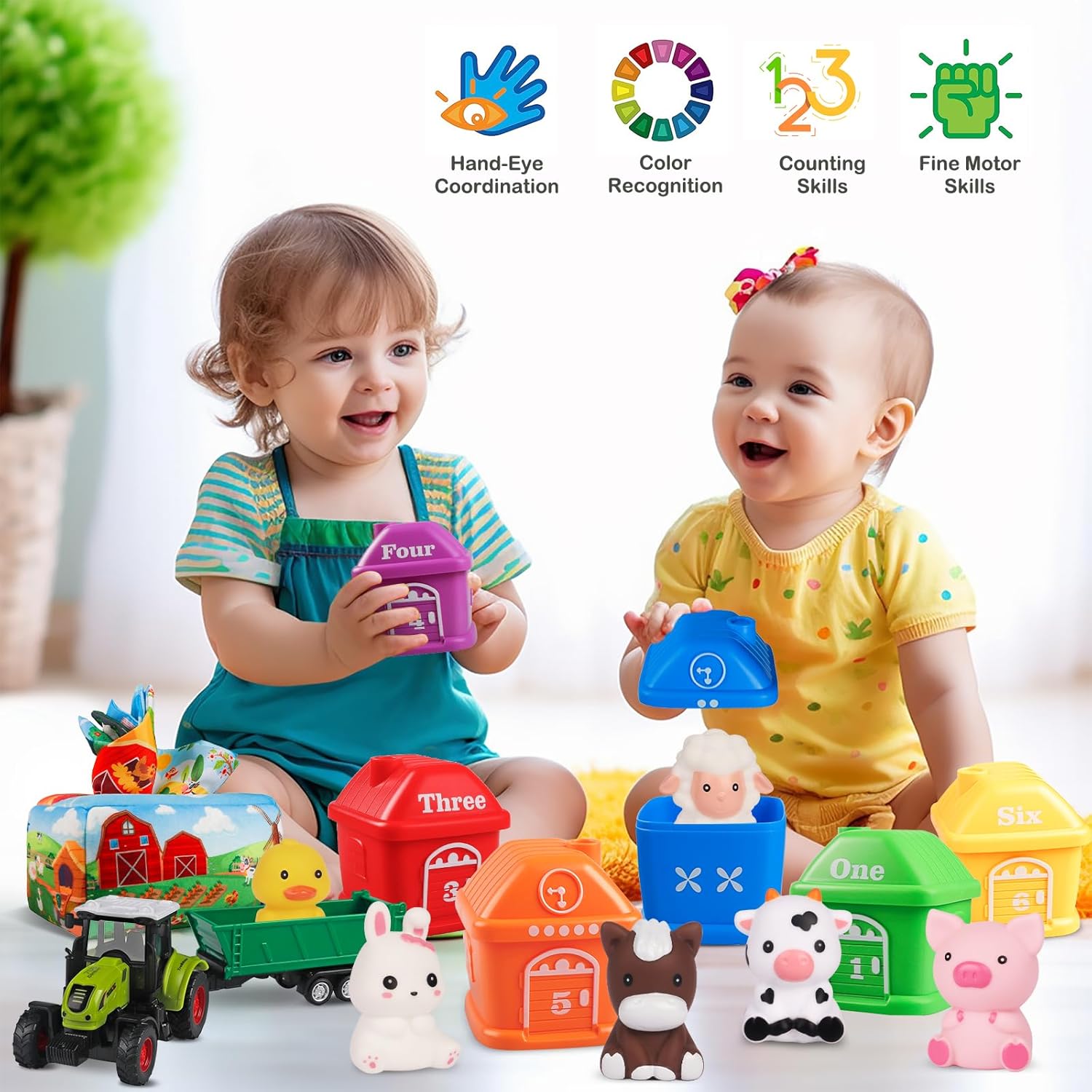 Juguetes de aprendizaje para niños pequeños de 1, 2 y 3 años, conteo Montessori, a juego, clasificación, juegos de motricidad fina, animales de