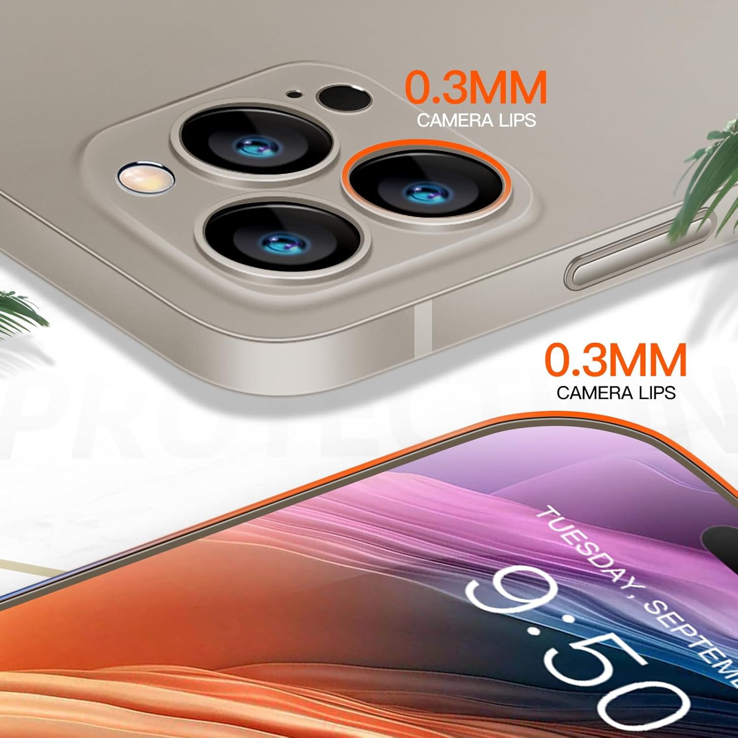 Purluct Funda delgada para iPhone 15 Pro, funda delgada con acabado transparente no amarillenta ultra protectora ajustable botones con protección de