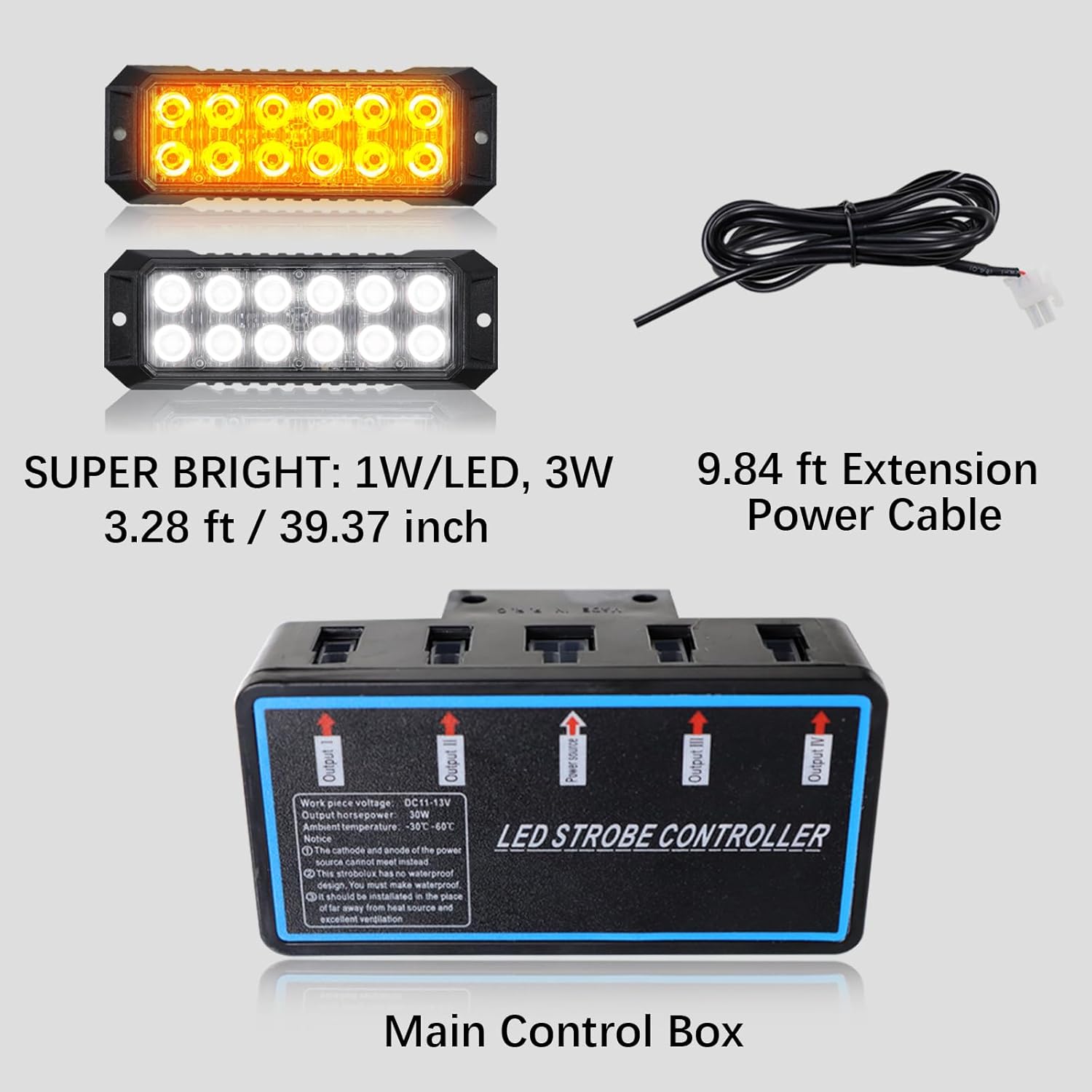 ADAURIS 12 luces LED estroboscópicas para camiones, luces de emergencia para vehículos, luces intermitentes ámbar, para vehículos, 12 V -24 V, súper