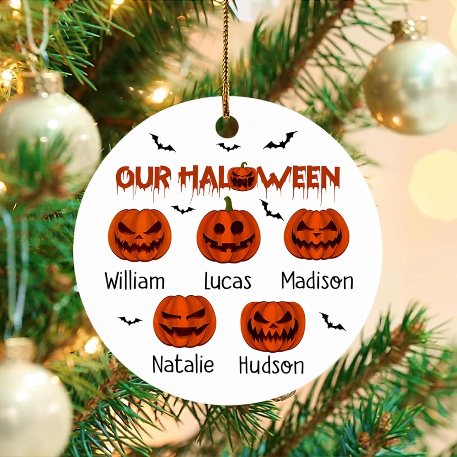 Adorno de Halloween personalizado para miembros de la familia, adorno de calabaza para Halloween, adorno de calabaza espeluznante de Halloween,