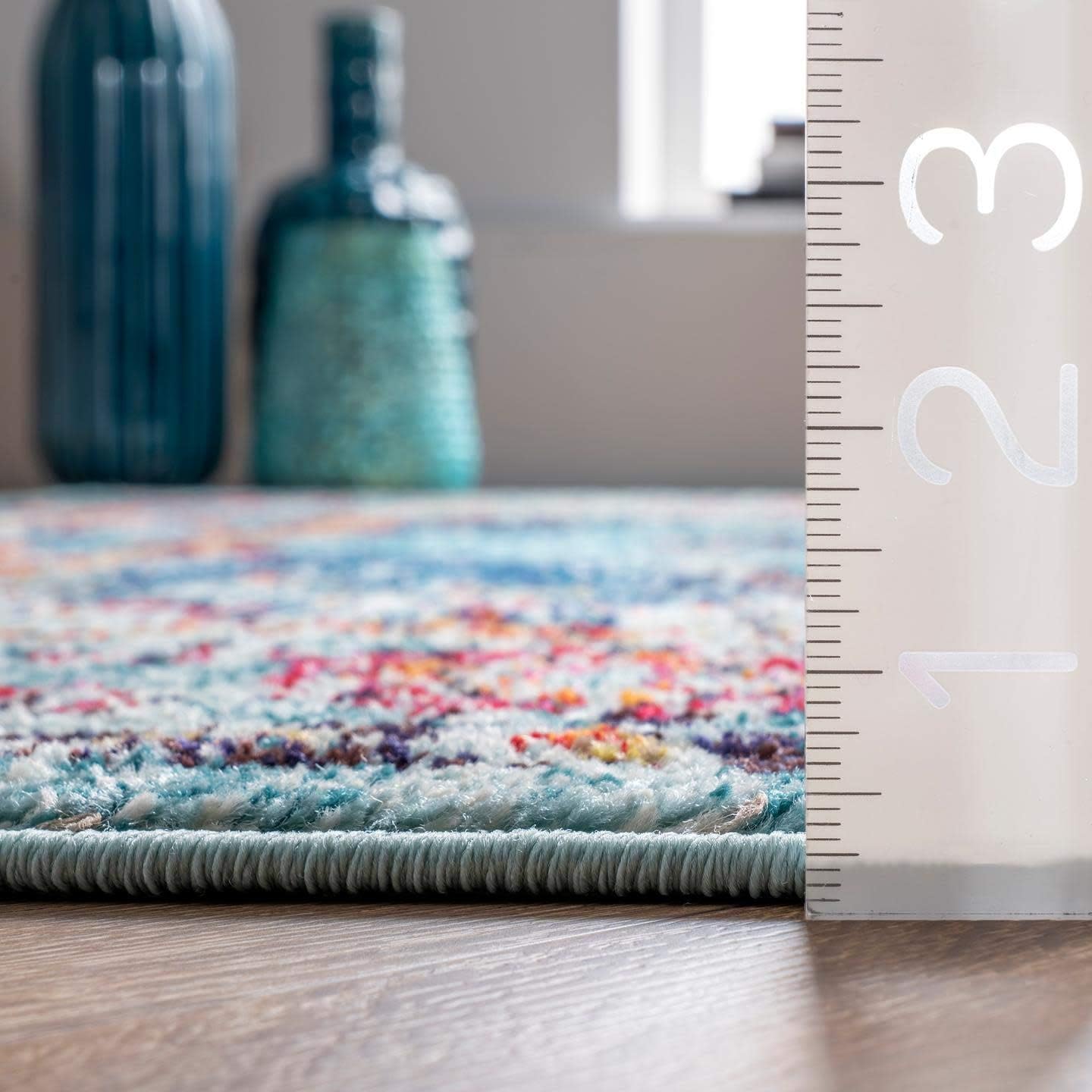 NuLOOM Veronica – Alfombra vintage envejecida, Polipropileno, Agua (Aqua)