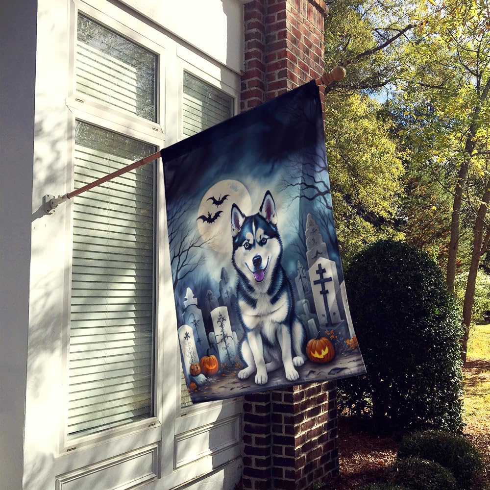 Caroline’s Treasures DAC2055CHF Siberian Husky Spooky Halloween House Flag Large Porch Sleeve Pole Decorative Outside Yard Banner Artwork Wall