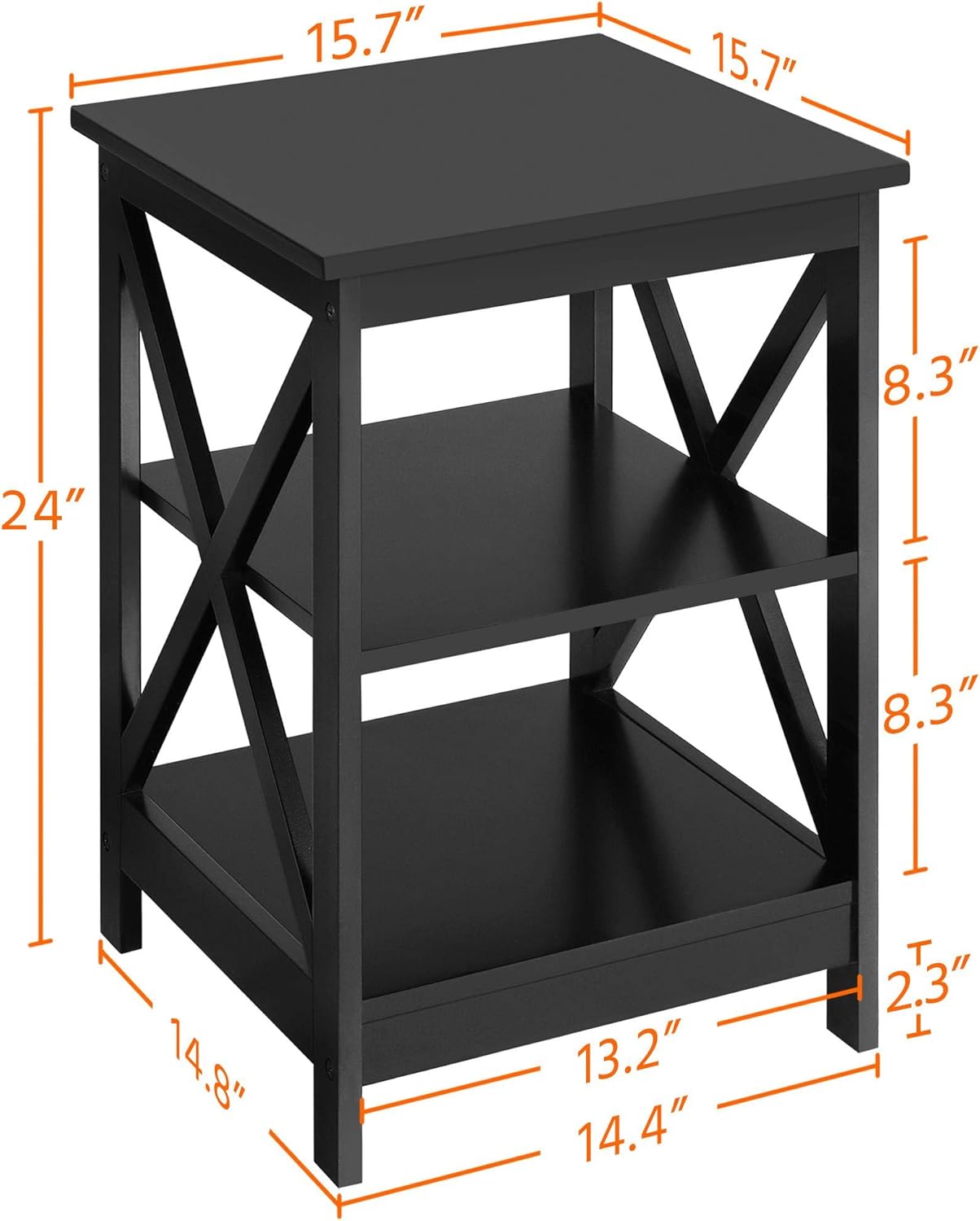 Topeakmart X-Design – Juego de 3 mesas de sala de estar, con 1 mesa auxiliar y 2 mesas laterales para sofá, color negro