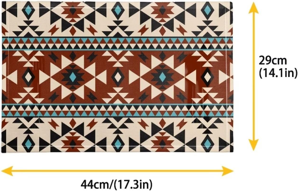 Juego de 6 manteles individuales aztecas bohemios para mesa de comedor, manteles individuales tribales navajos, accesorios decorativos, fáciles de