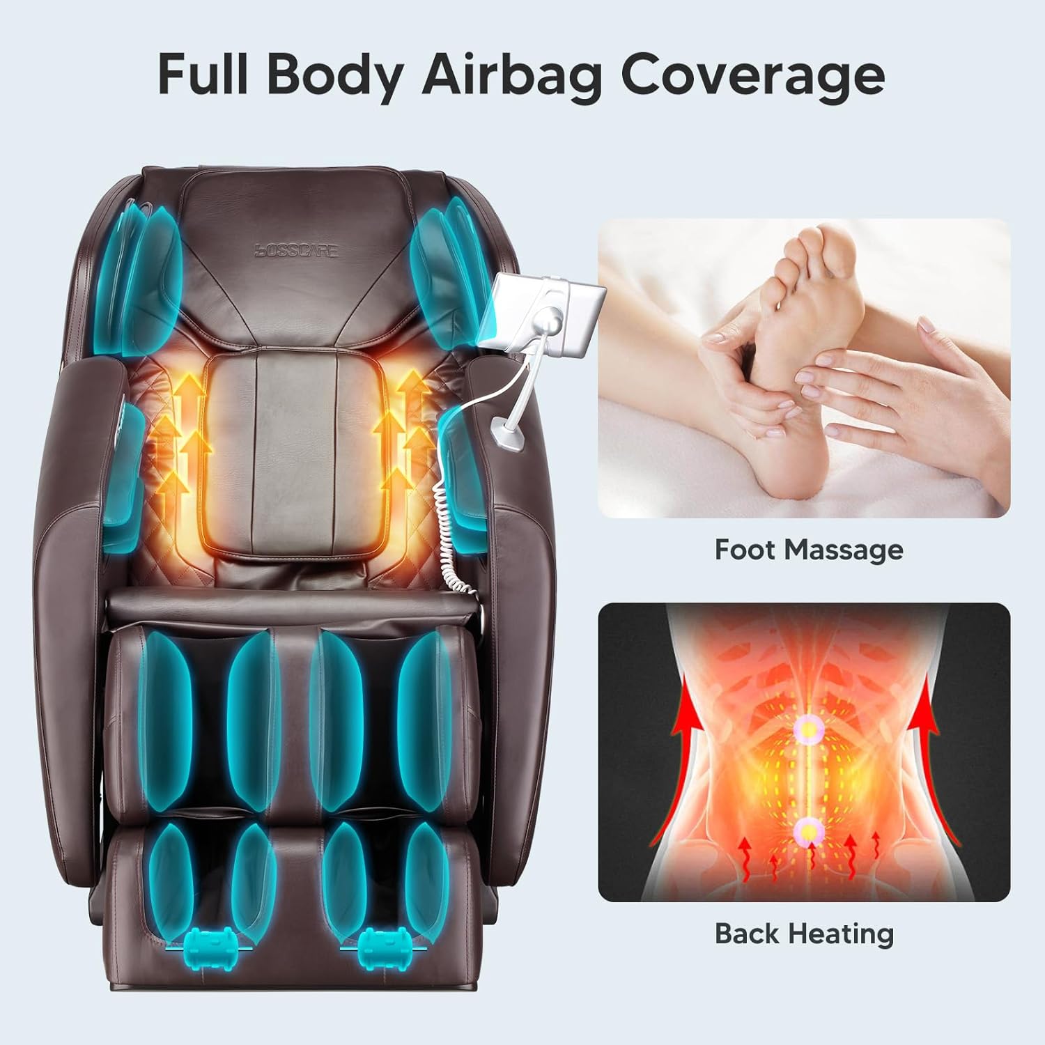 Silla de masaje Zero Gravity, SL Track de cuerpo completo, sillón reclinable de masaje con calefacción trasera, reposapiés extensible eléctrico,