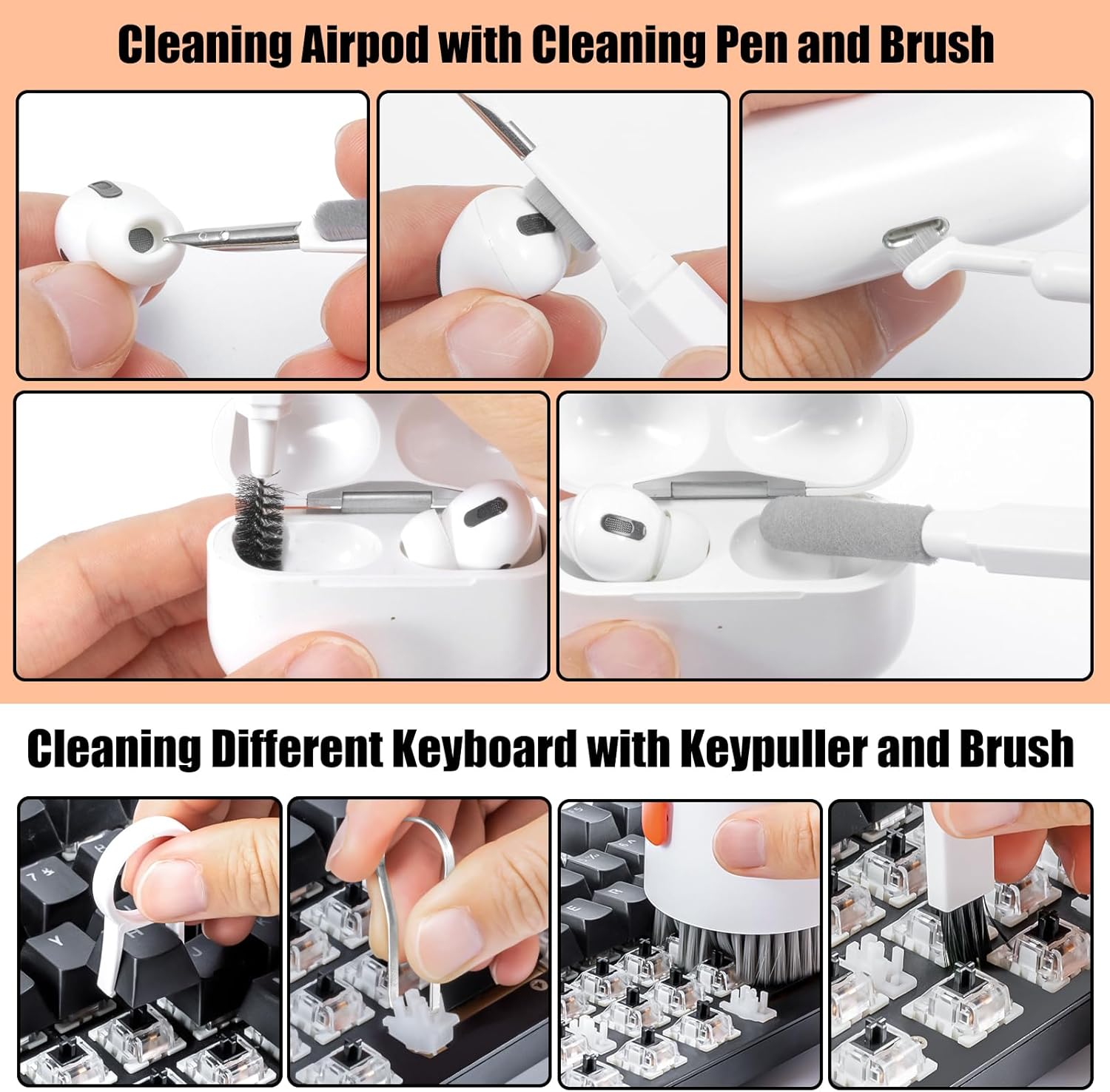 walrfid – Kit limpiador de pantalla para teléfono portátil, cepillo para teclado de computadora portátil, espray de limpieza para iPhone, AirPods,