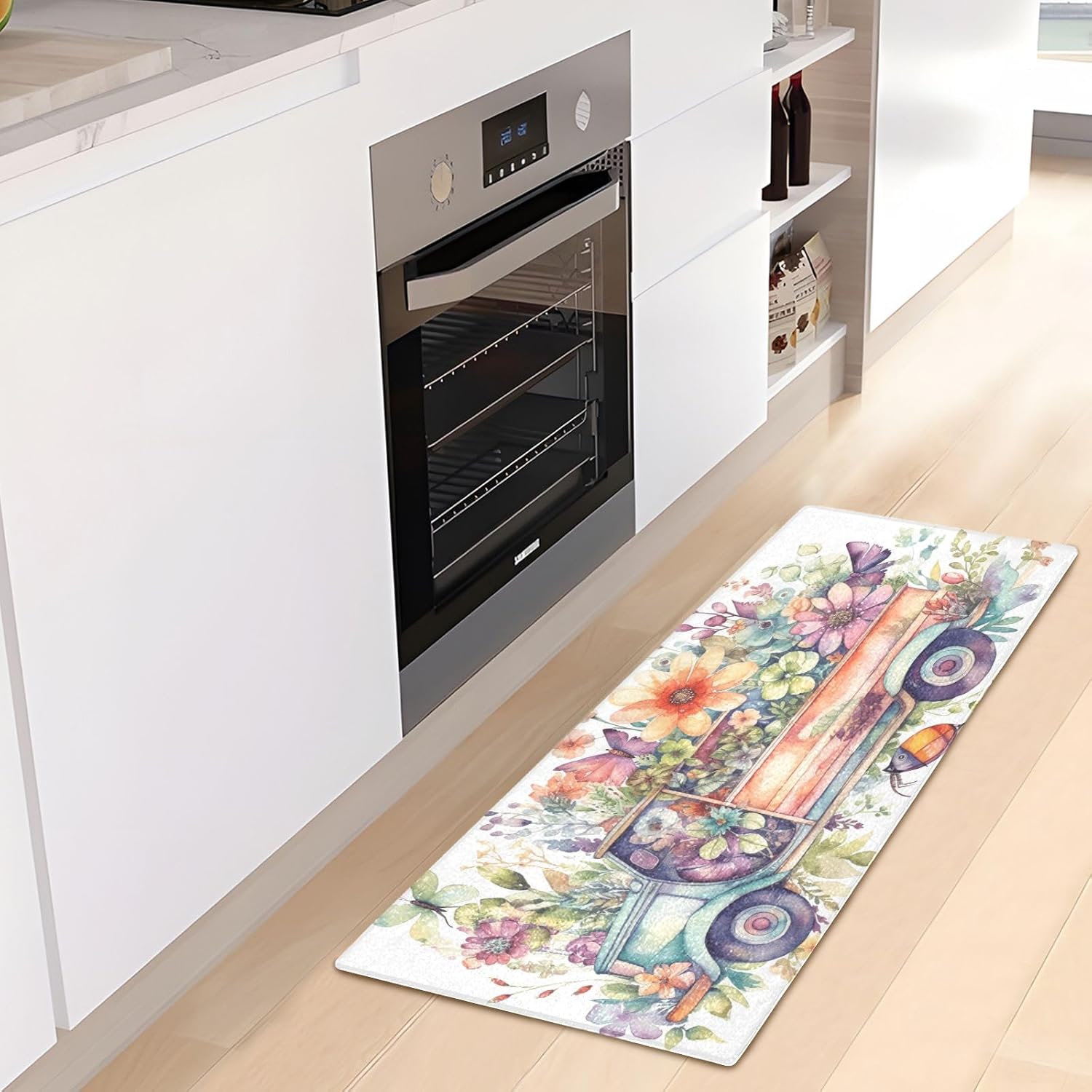 Joisal Alfombra romántica de baño con resorte de mariposa para camión, lavable a máquina, alfombra absorbente con respaldo de goma, 39 x 20 pulgadas