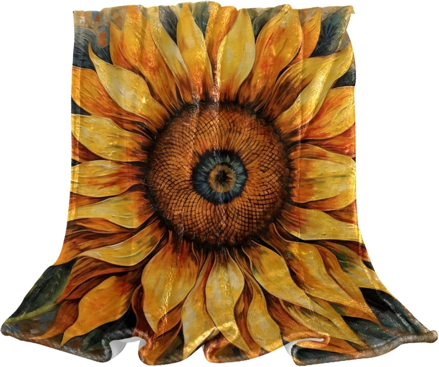 Manta de forro polar con estampado de girasol, tamaño individual, suave, ligera, acogedora, perfecta para cama, sofá, viajes, campamento, 59.0 x