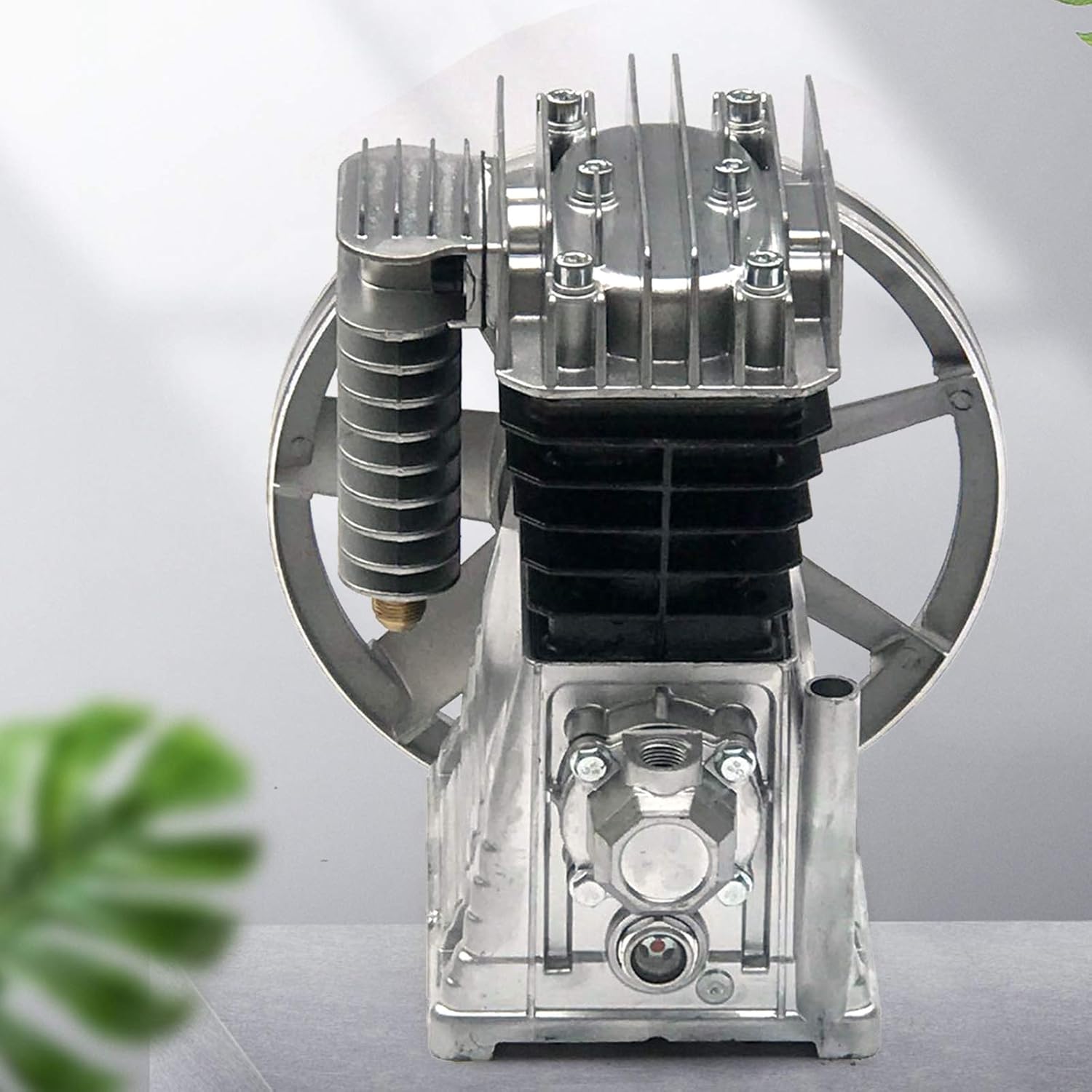 Bomba de compresor de aire 2HP, bomba de cabeza de compresor de aire de cilindro gemelo de pistón de 1.5KW, bomba lubricada de aceite de aluminio