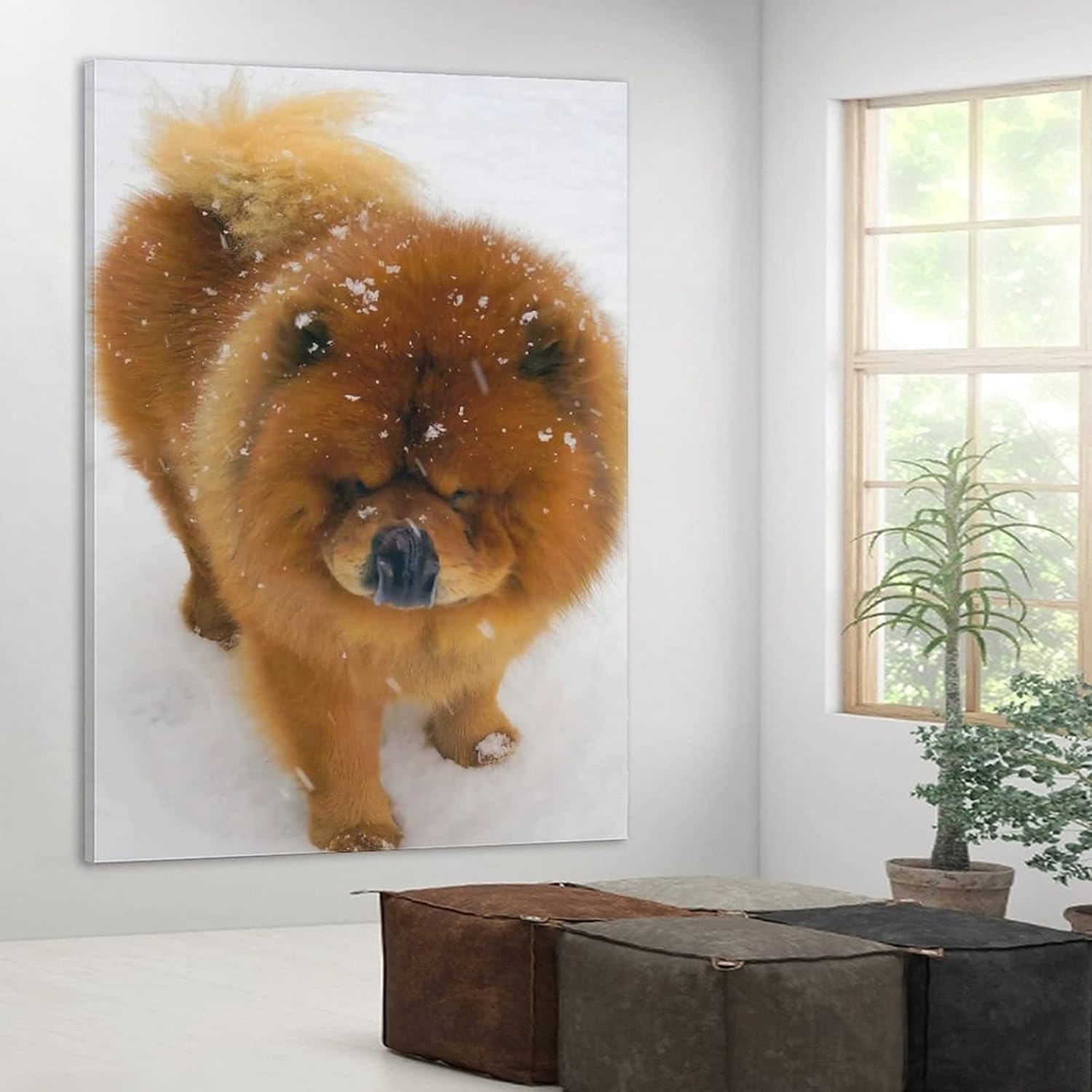 Póster de animales Snow Chow Chow Dog lienzo póster para decoración de dormitorio, paisaje deportivo, oficina, habitación, regalo, póster de lienzo