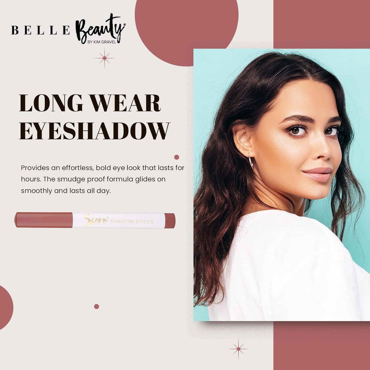 Belle Beauty by Kim Gravel Shero Shadow Stick – Sombra de ojos audaz para ojos impresionantes sin esfuerzo, champán