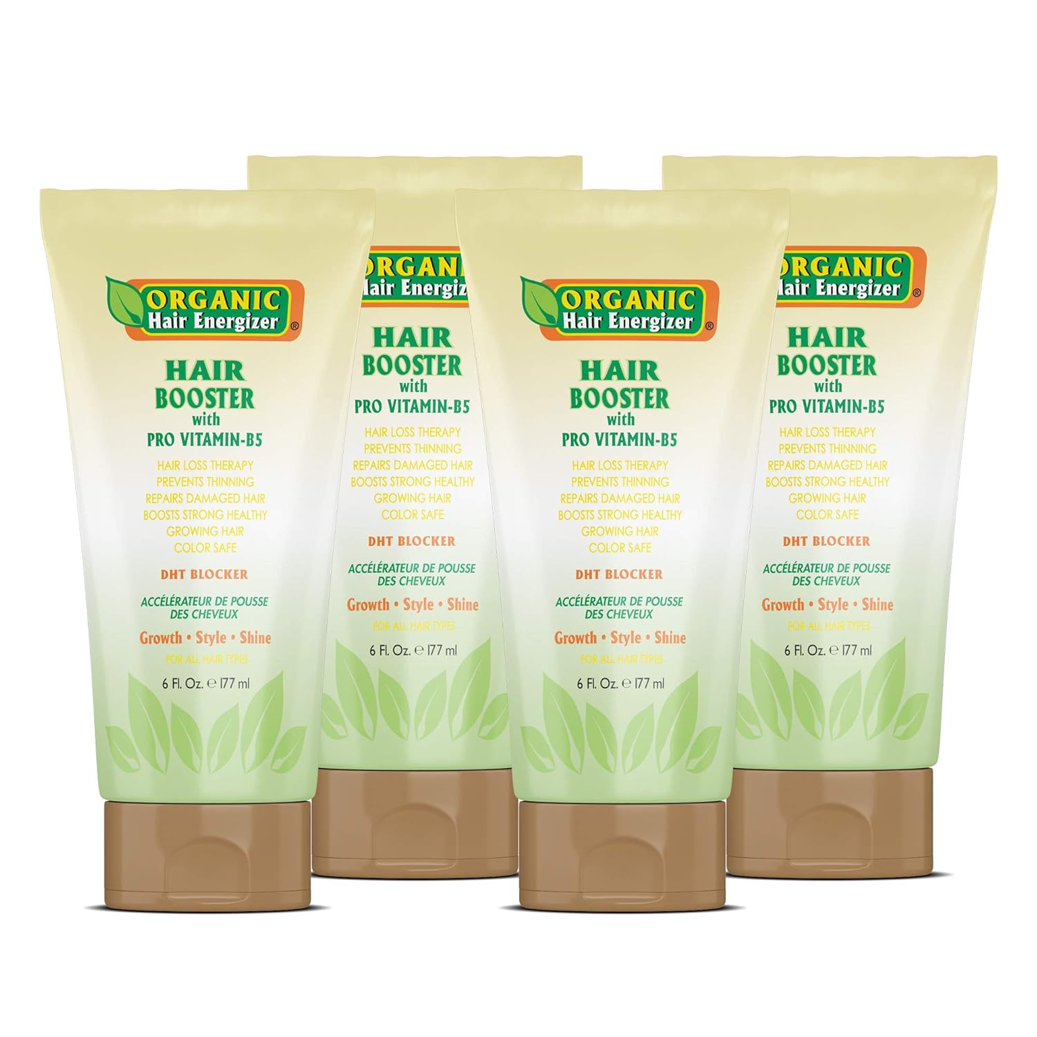 Organic Hair Energizer Pro Vitamin-B5 – Potenciador del crecimiento del cabello, 6 onzas líquidas (paquete de 4) bloqueador de DHT, sin sulfatos y