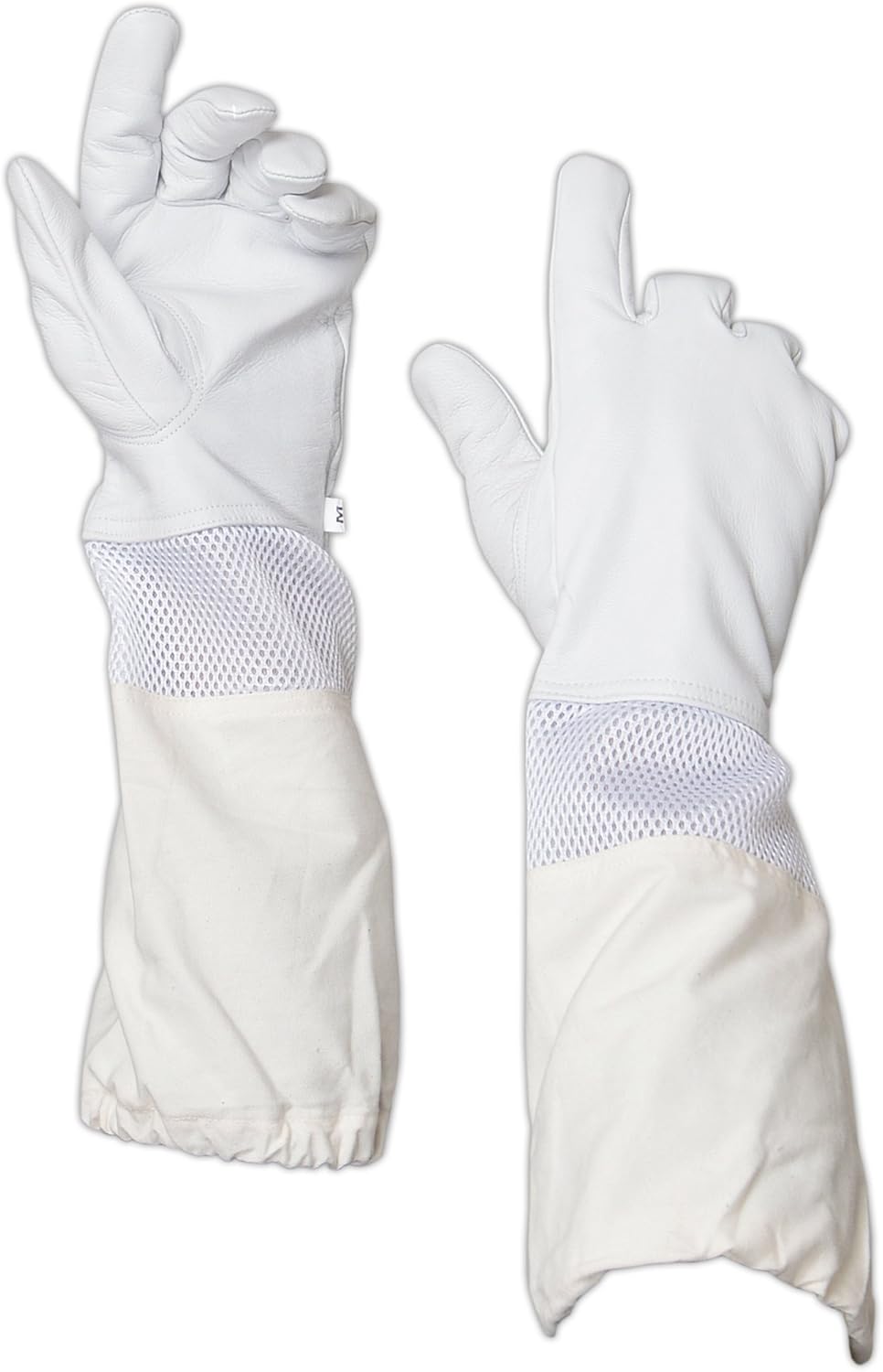 Guantes de apicultura forestal, de piel de cabra de primera calidad, con espacio ventilado blanco entre manga larga de lona y puño elástico (2XL)